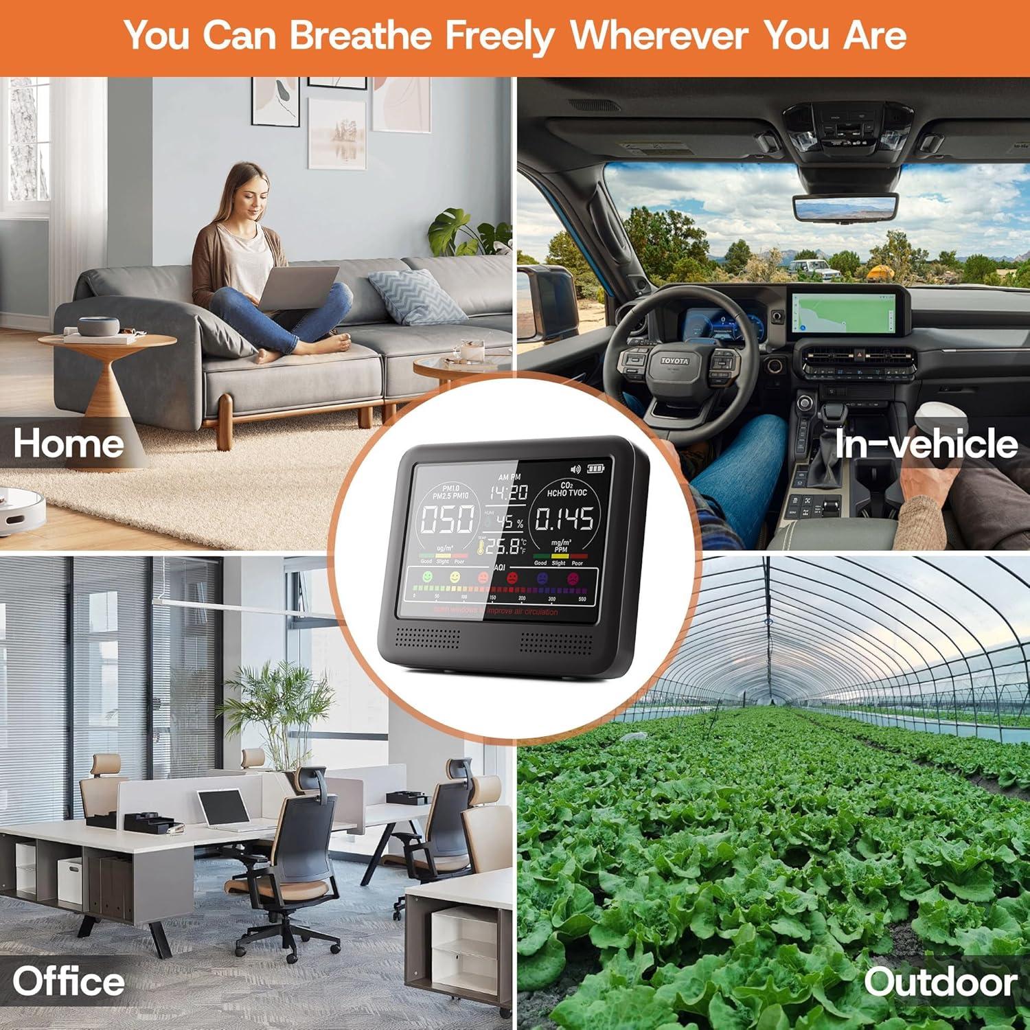 Monitor de Calidad del Aire SpeedBoost AK23 16-en-1 PM2.5 CO2