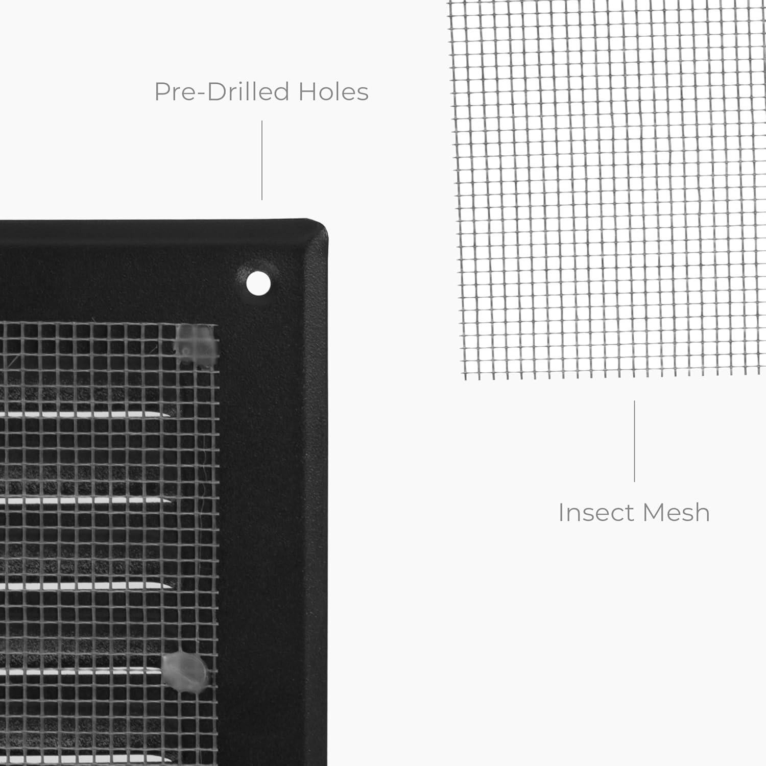 Rejilla de Ventilación Cuadrada 5x5" Acero Inoxidable Negro HVAC