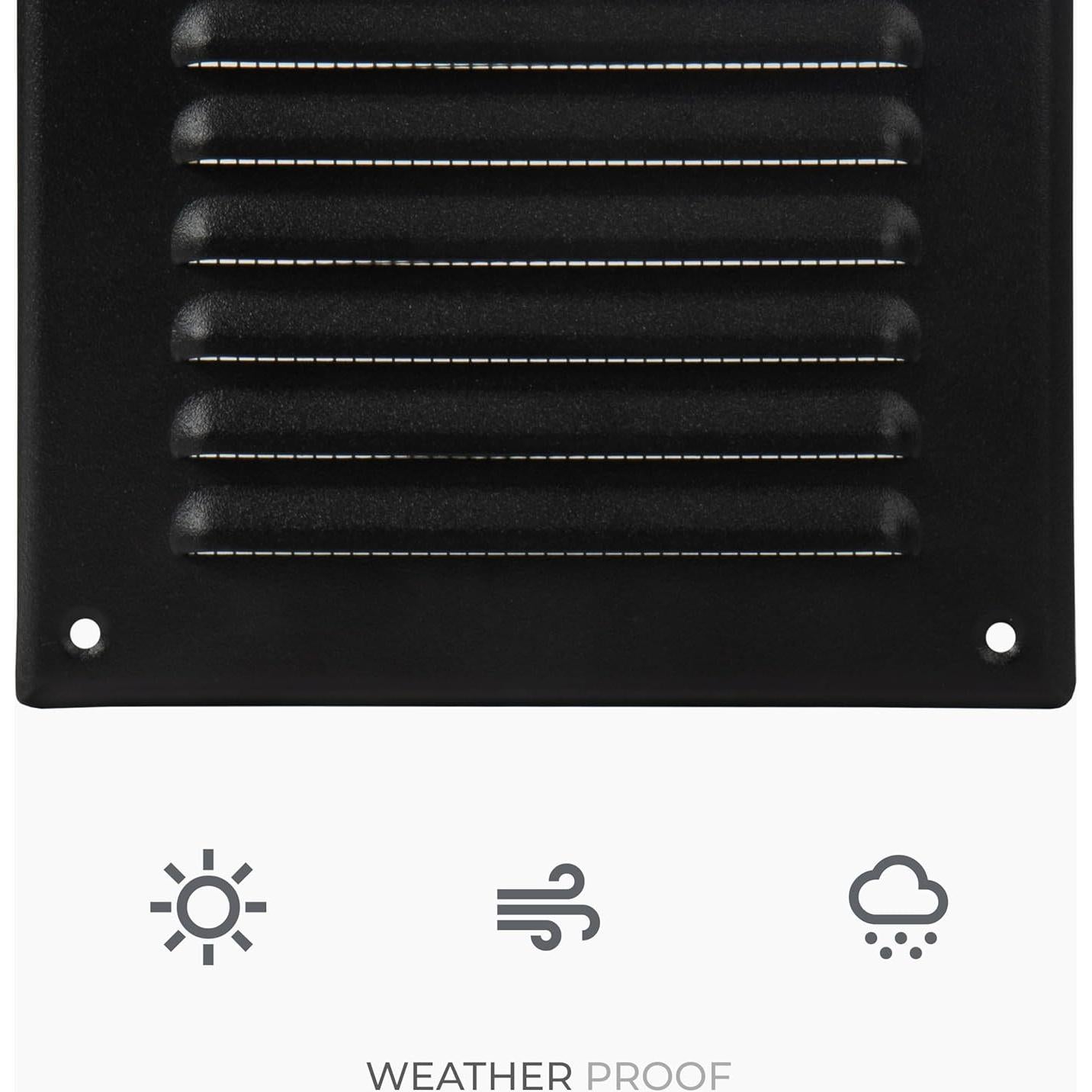 Rejilla de Ventilación Cuadrada 5x5" Acero Inoxidable Negro HVAC