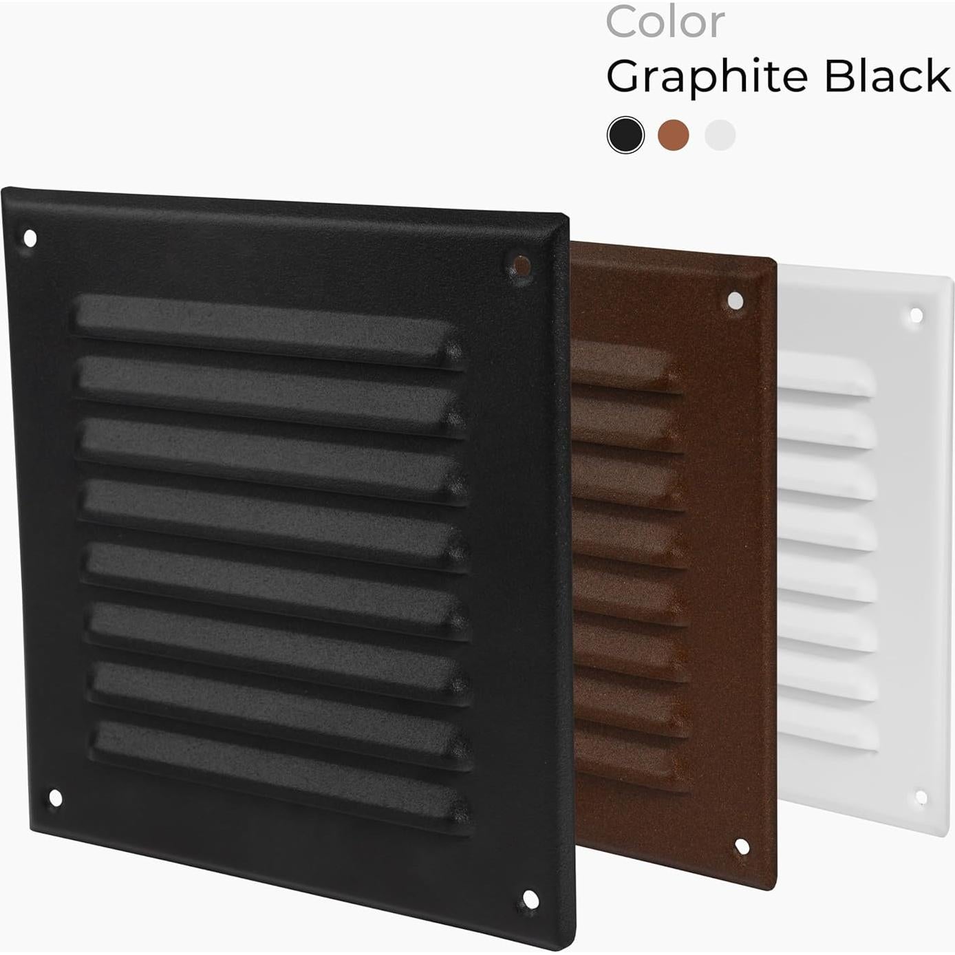 Rejilla de Ventilación Cuadrada 5x5" Acero Inoxidable Negro HVAC