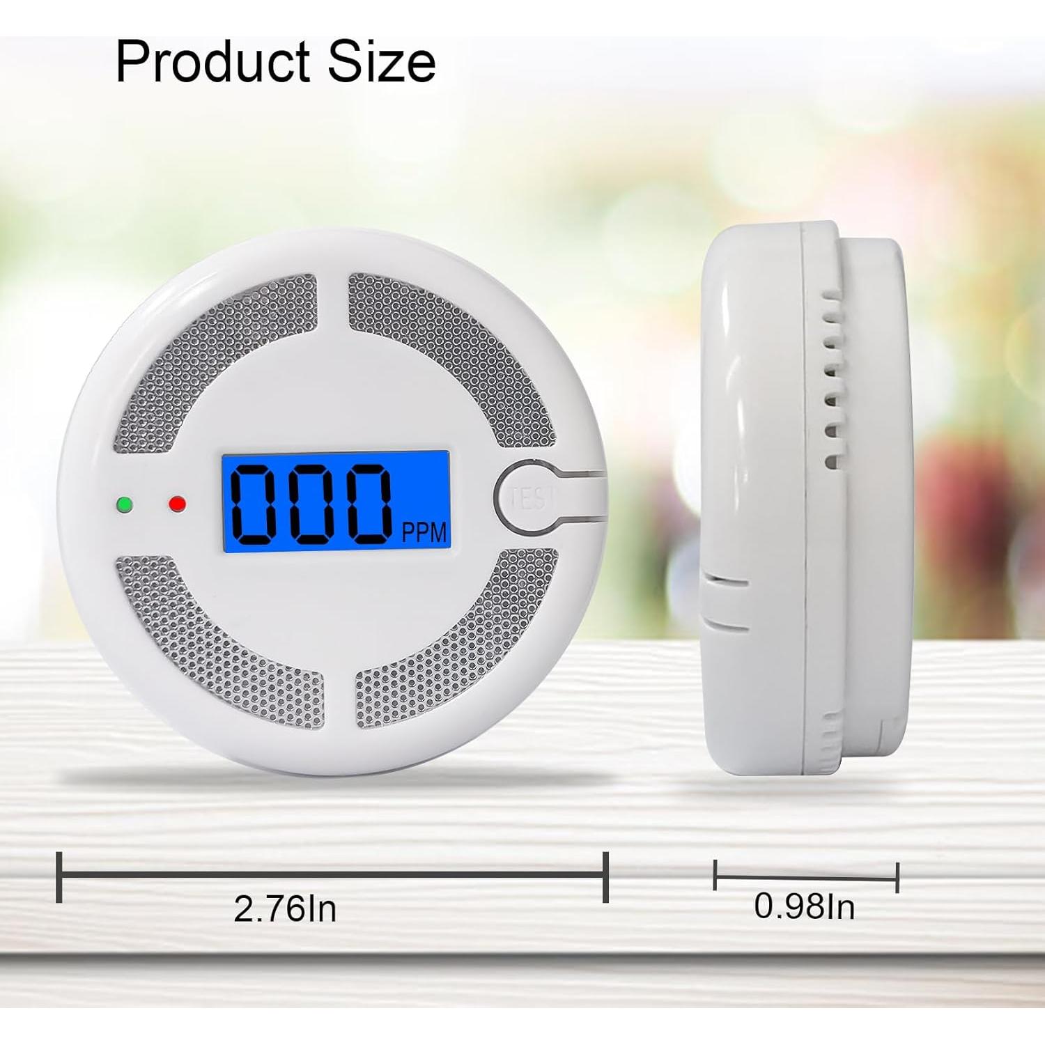 Paquete de 2 Detectores de Monóxido de Carbono CDR-816 con Pantalla LCD