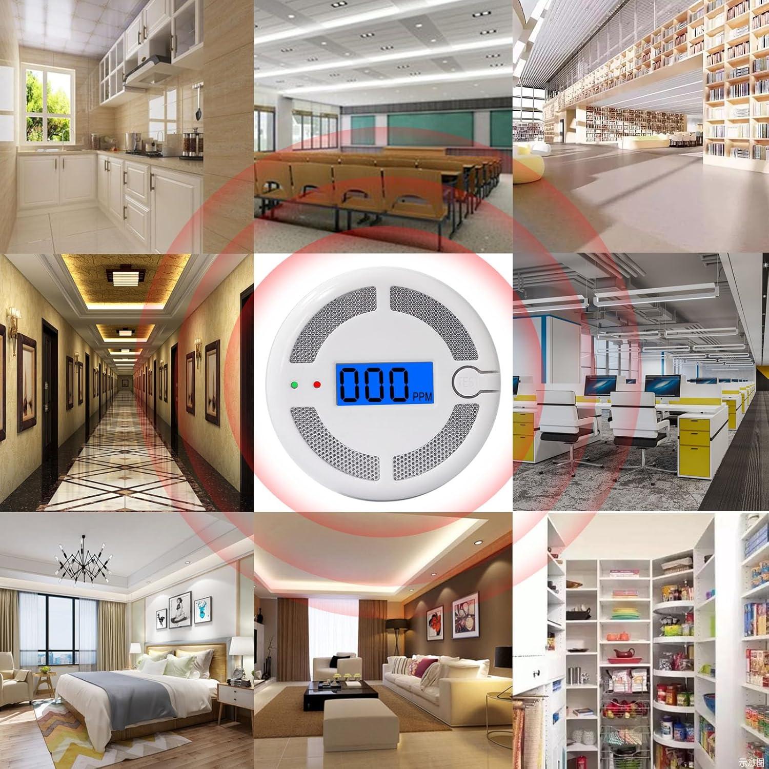 Paquete de 2 Detectores de Monóxido de Carbono CDR-816 con Pantalla LCD