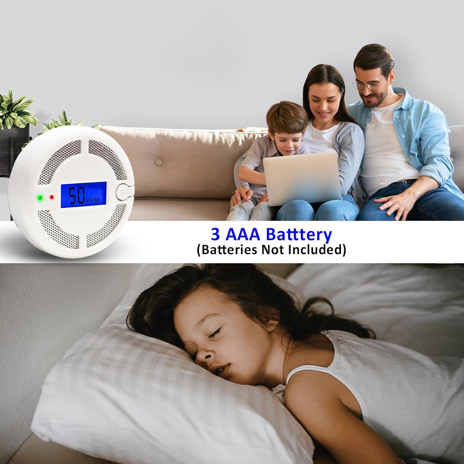 Paquete de 2 Detectores de Monóxido de Carbono CDR-816 con Pantalla LCD