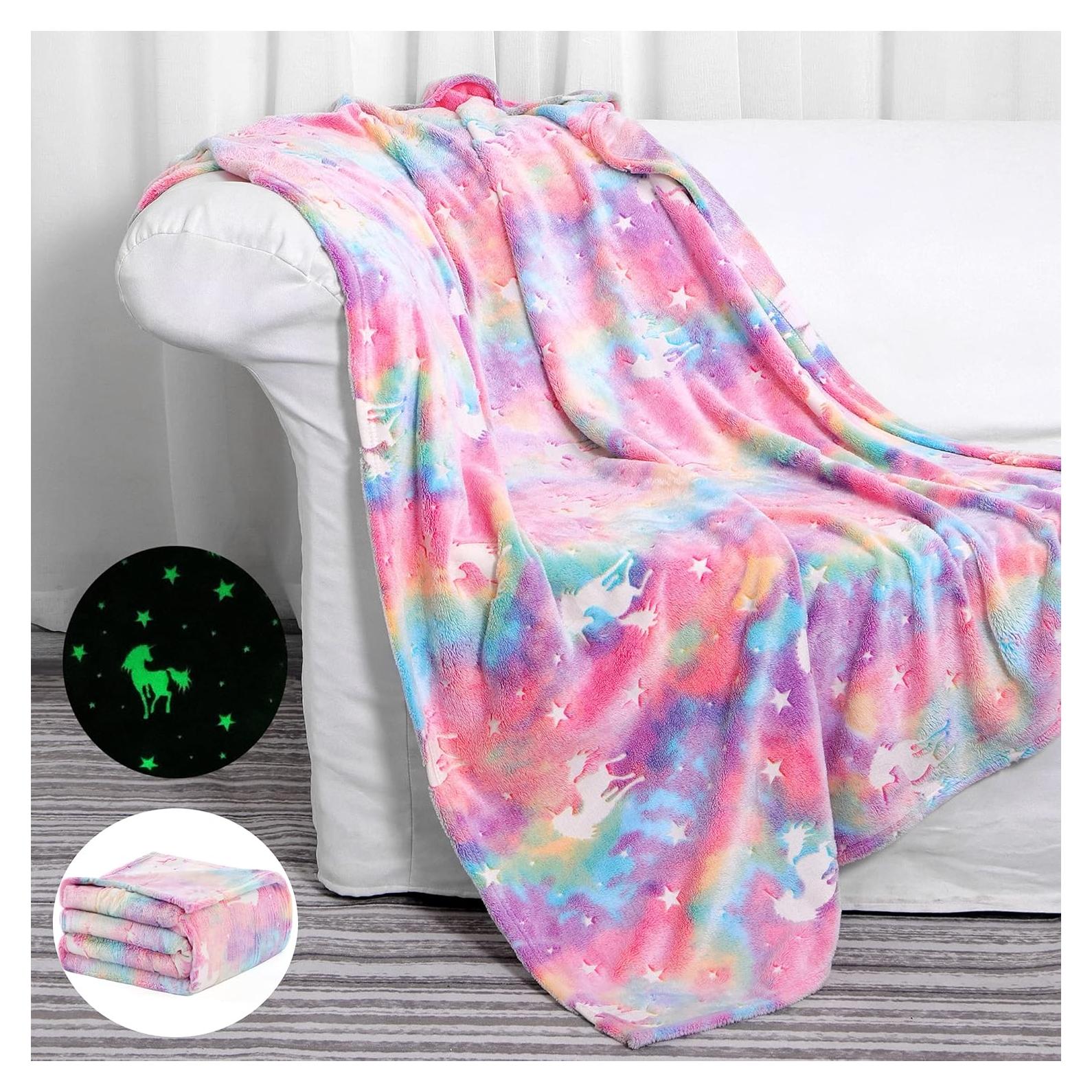 Manta Brillante Unicornio Rosa 127x152 cm Suave