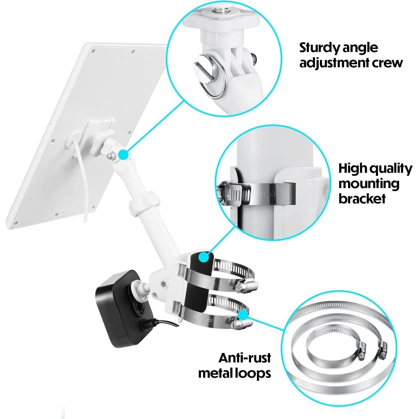 Soporte Universal 2-en-1 Wasserstein para Cámara y Panel Solar Blanco