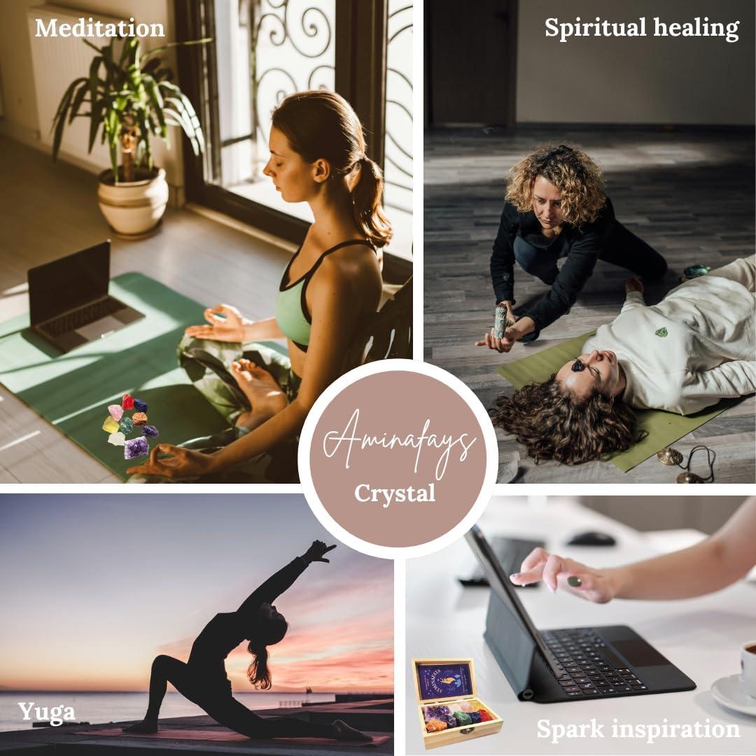 Juego de Cristales Sanadores Atminafays - 9 Piezas para Meditación
