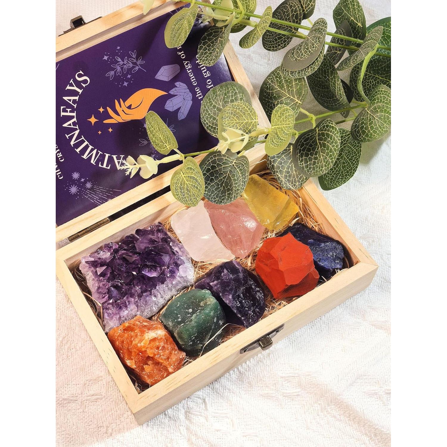 Juego de Cristales Sanadores Atminafays - 9 Piezas para Meditación