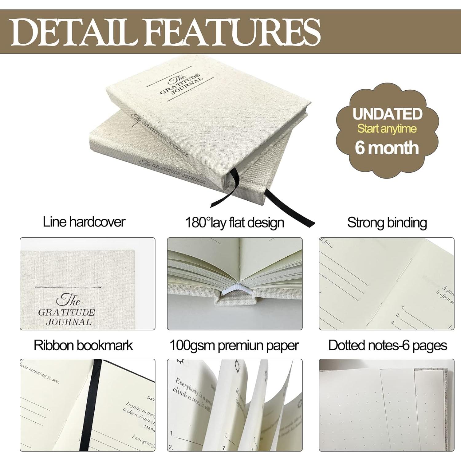 Diario de Gratitud HOTYGUAL Beige 12.7x20.3 cm Tapa Dura