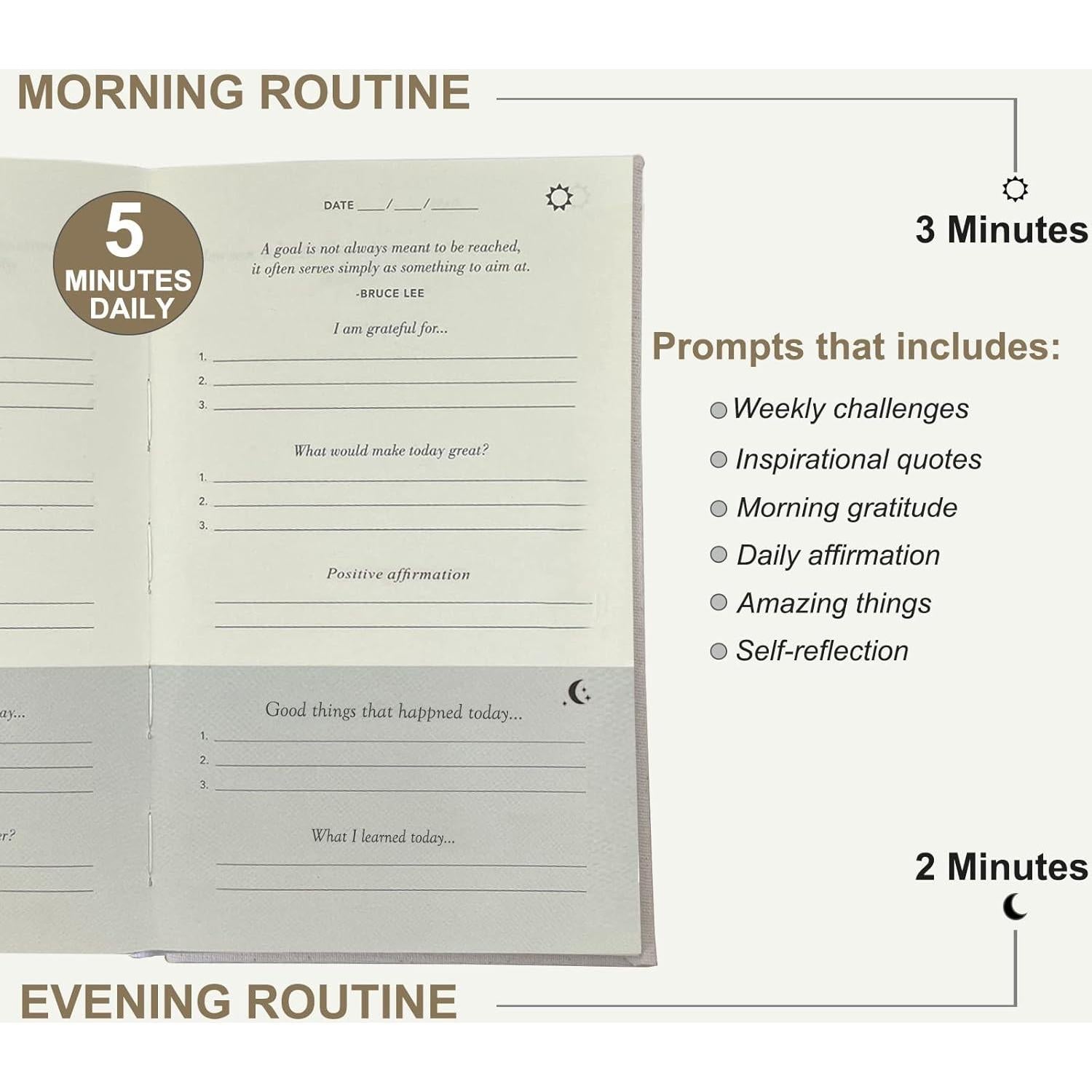 Diario de Gratitud HOTYGUAL Beige 12.7x20.3 cm Tapa Dura