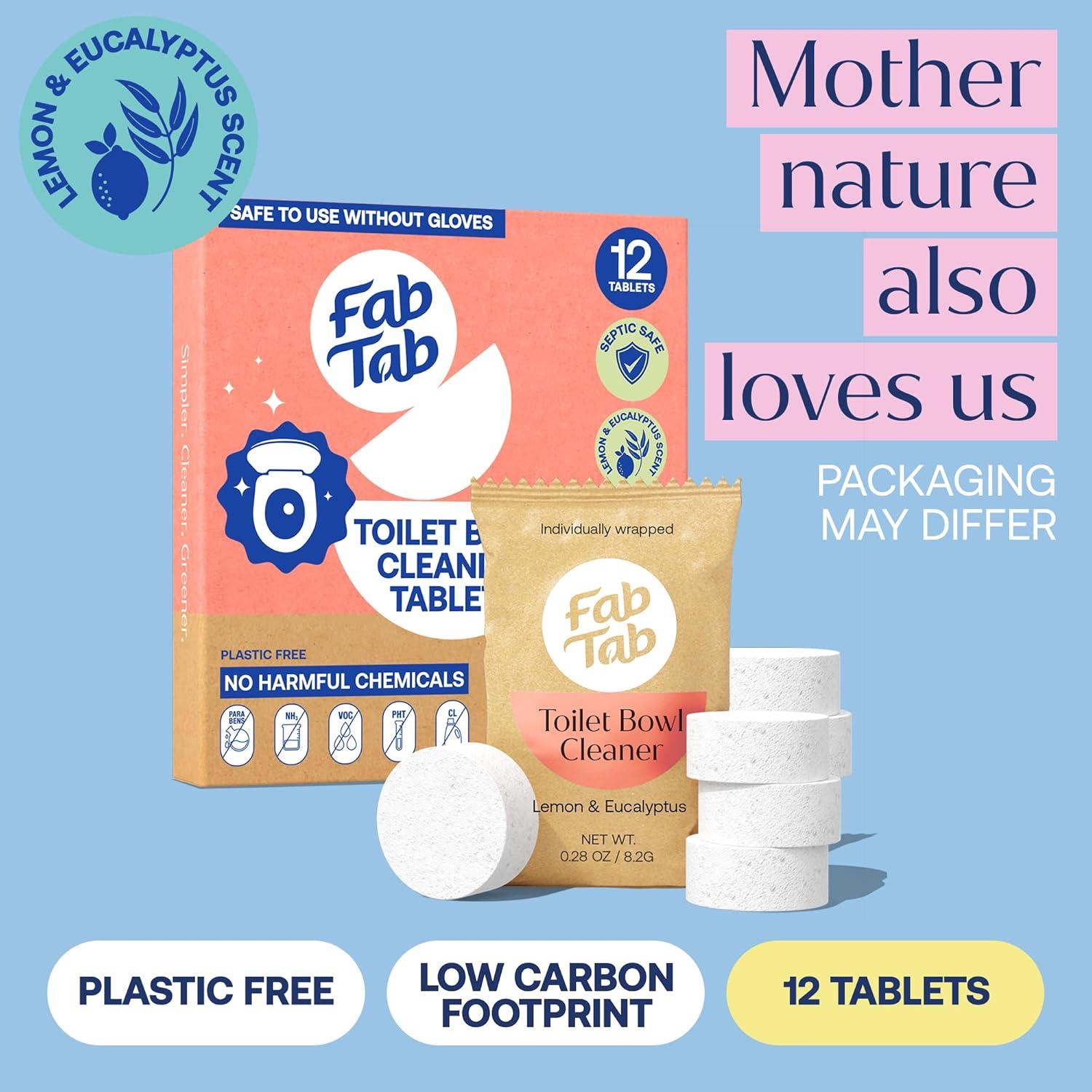 Tabletas Limpiadoras de Inodoro FABTAB, Aroma Limón y Eucalipto
