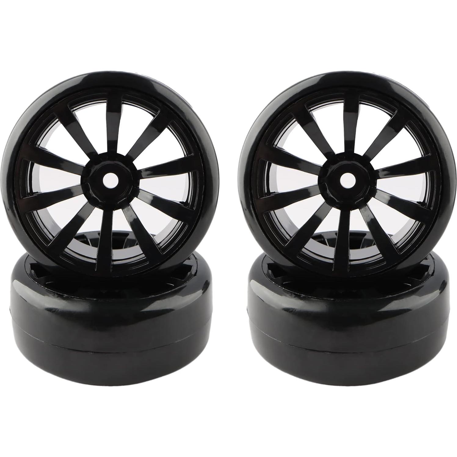 4 Neumáticos y Ruedas RC 12mm GDOOL 63mm Plástico Negro
