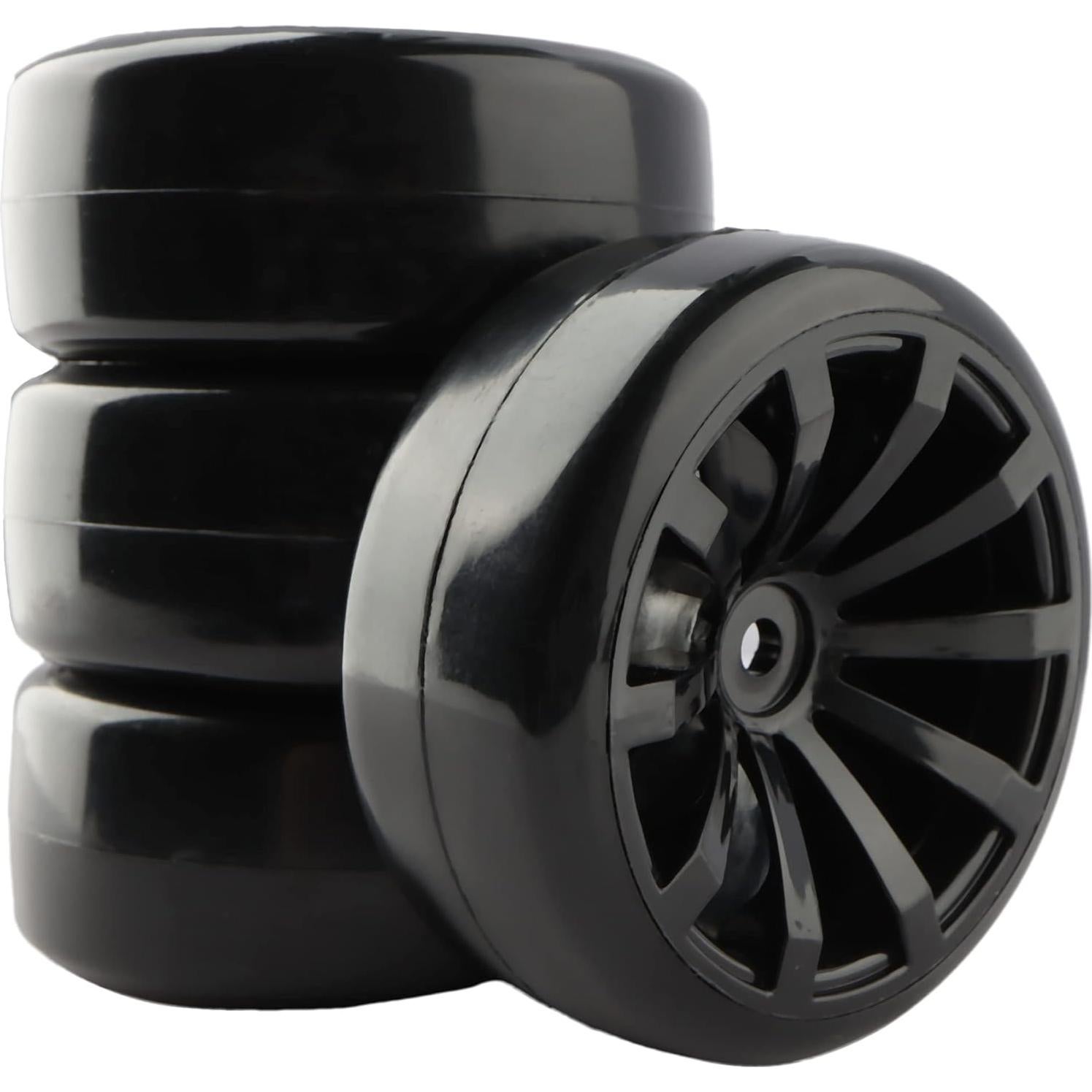 4 Neumáticos y Ruedas RC 12mm GDOOL 63mm Plástico Negro
