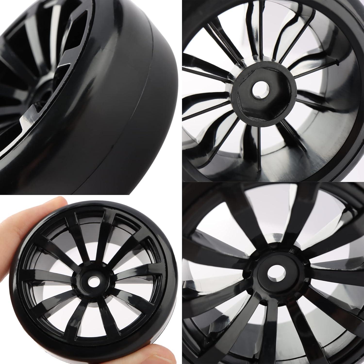 4 Neumáticos y Ruedas RC 12mm GDOOL 63mm Plástico Negro