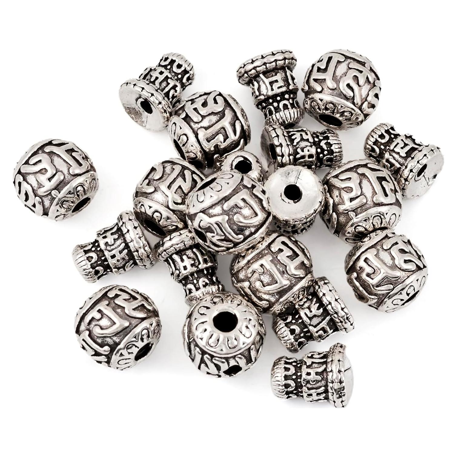 10 Sets de Cuentas de Guru de Plata Antigua para Joyas