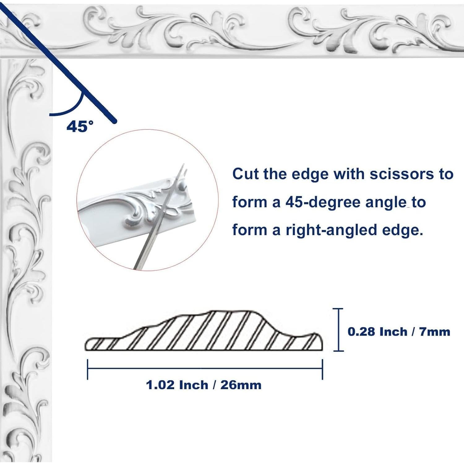 Moldura de Pared Autoadhesiva Duzzy 5 Metros PVC Blanco y Plata