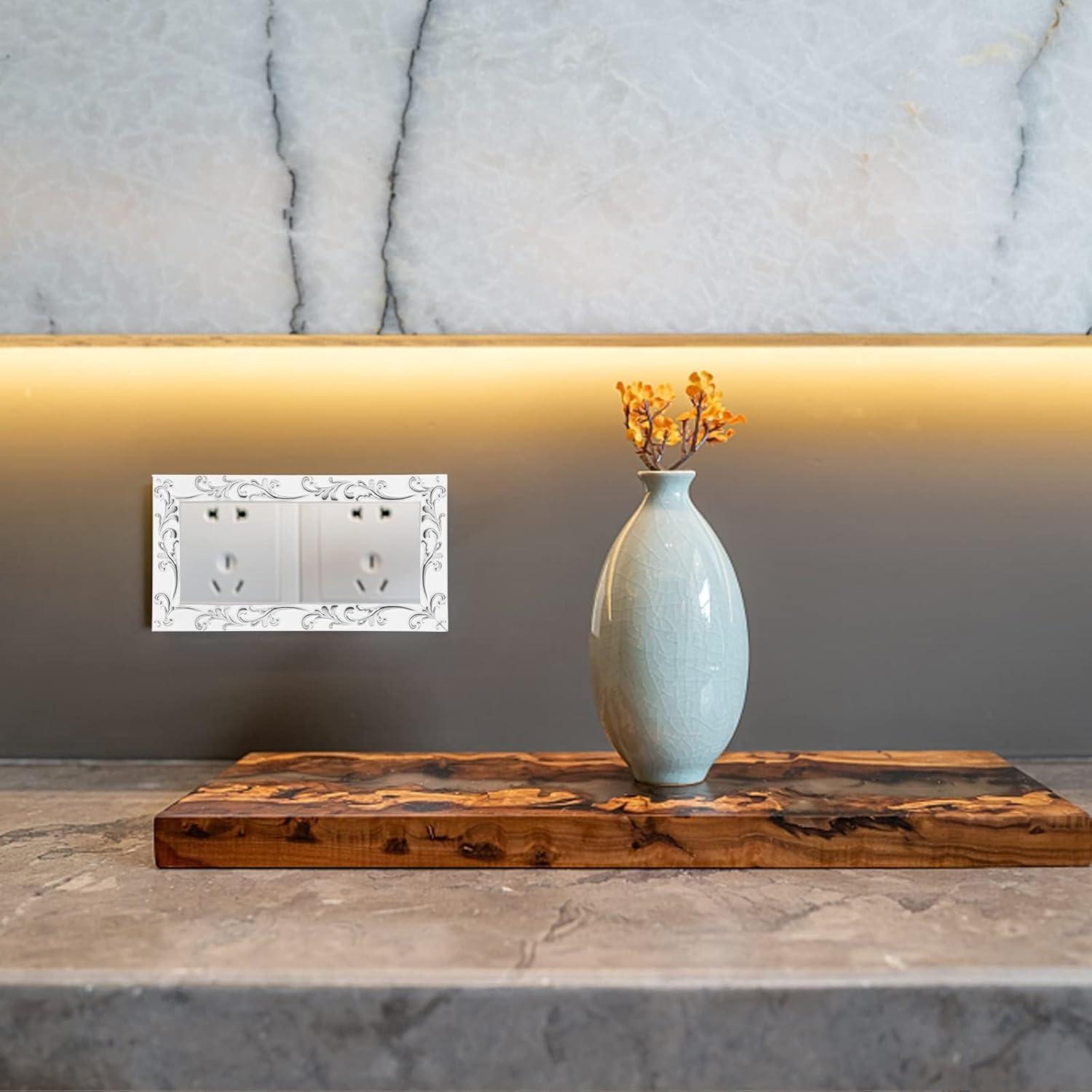 Moldura de Pared Autoadhesiva Duzzy 5 Metros PVC Blanco y Plata