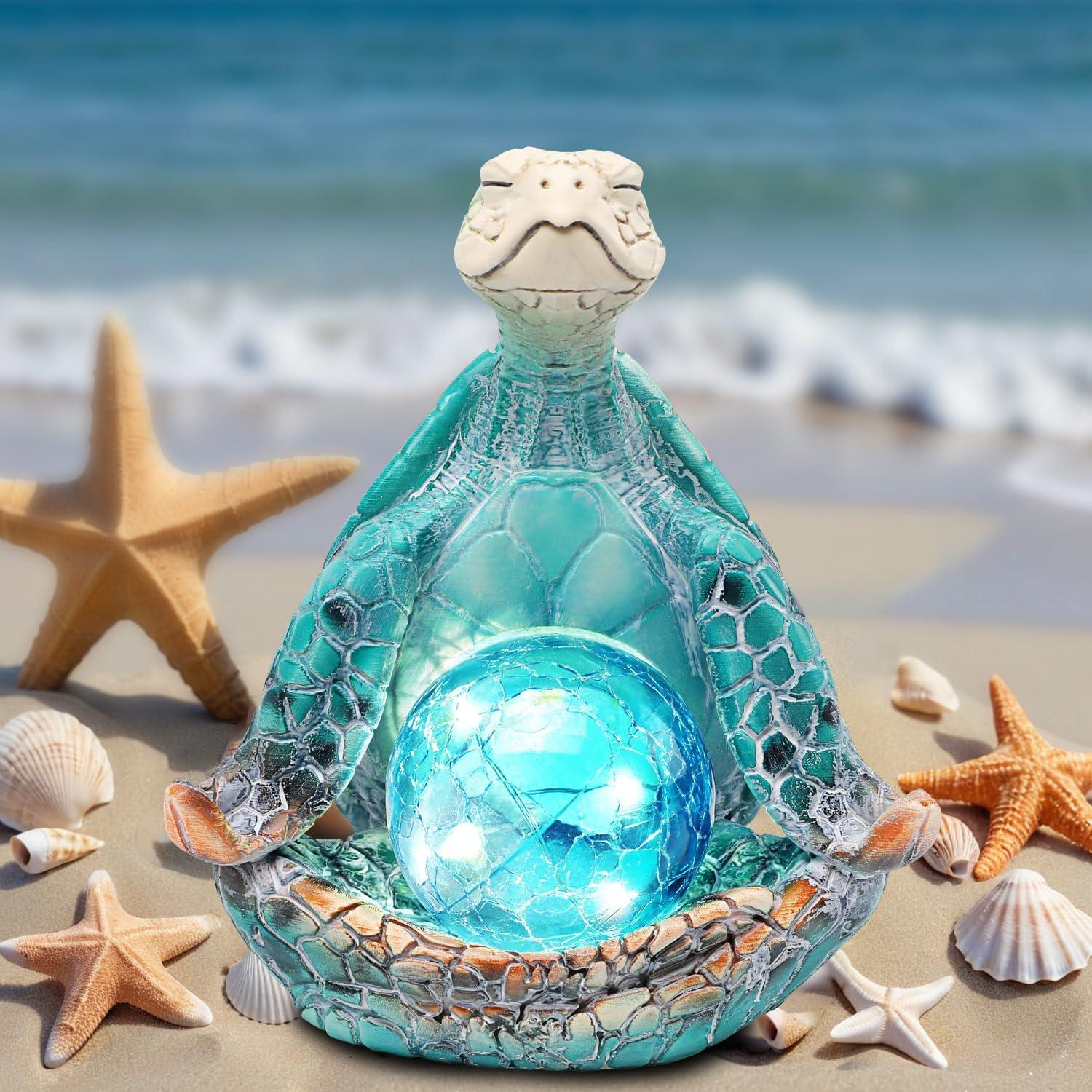 Estatua de Jardín Solar Tortuga Marina Azul JJALIGHTS 16 cm