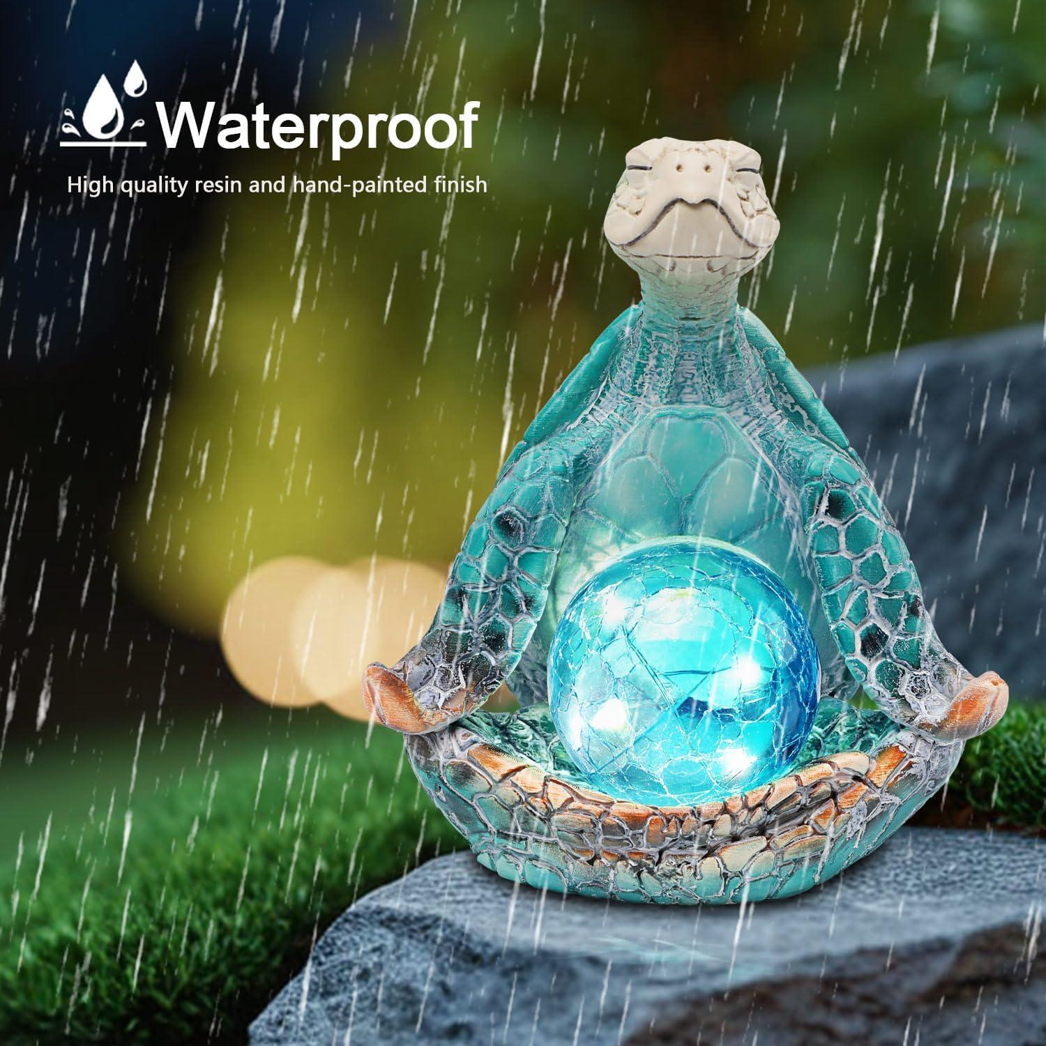 Estatua de Jardín Solar Tortuga Marina Azul JJALIGHTS 16 cm