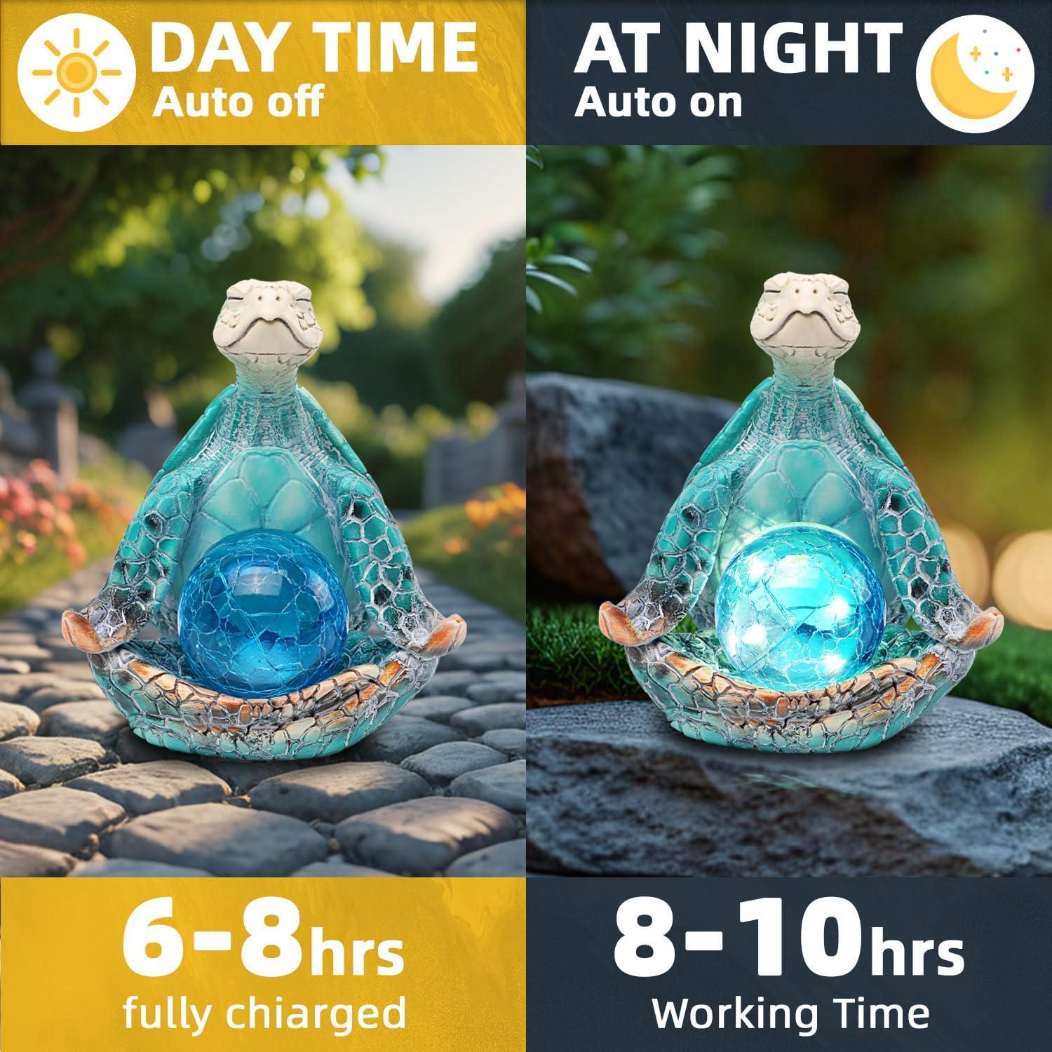 Estatua de Jardín Solar Tortuga Marina Azul JJALIGHTS 16 cm