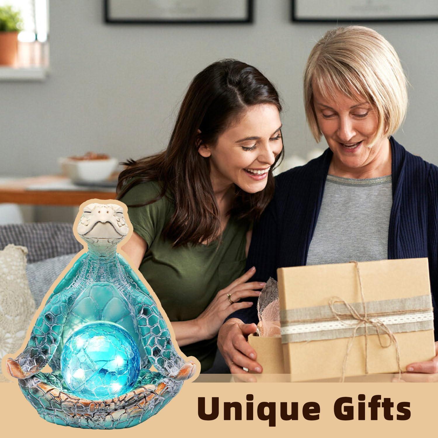 Estatua de Jardín Solar Tortuga Marina Azul JJALIGHTS 16 cm