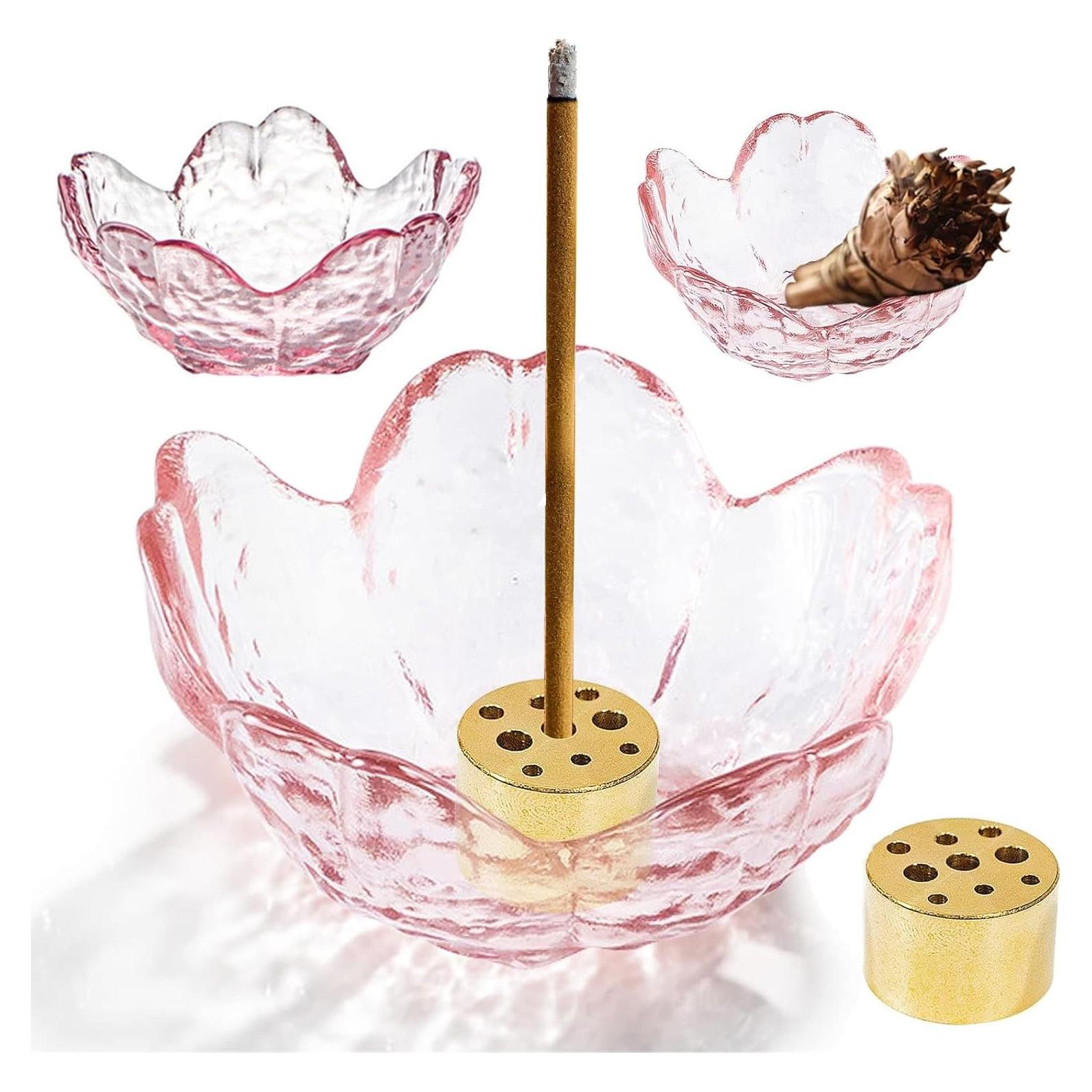 Soporte de Incienso Ziyue de Vidrio Flor de Cerezo 9 Agujeros
