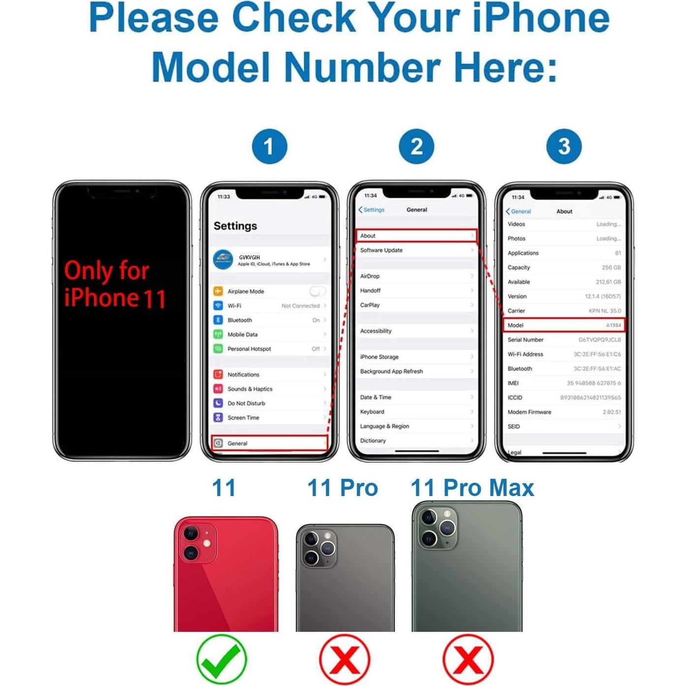 Reemplazo Cristal Lente Cámara iPhone 11 GVKVGIH Kit Herramientas