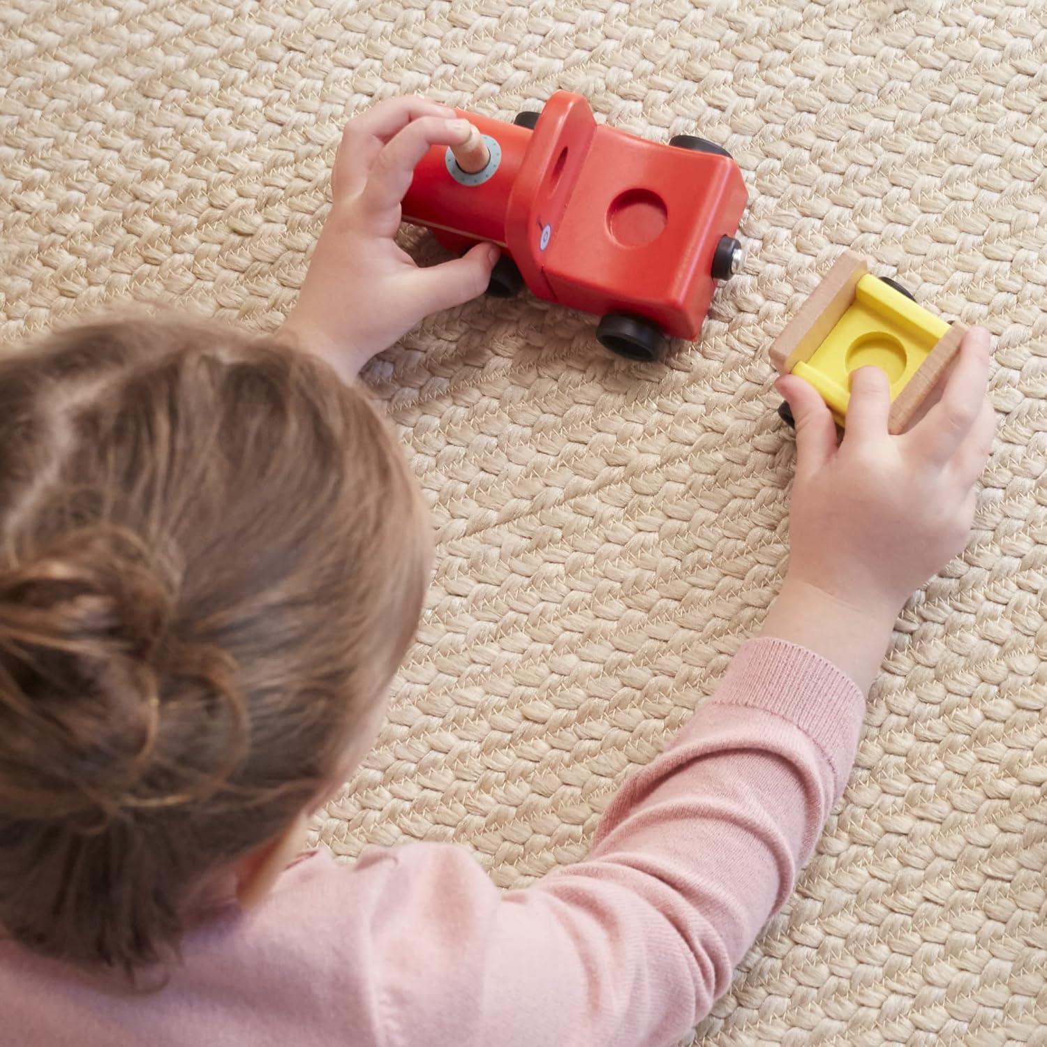 Tren de Madera Peppa Pig con Figura Abuelo Pig 8x16cm