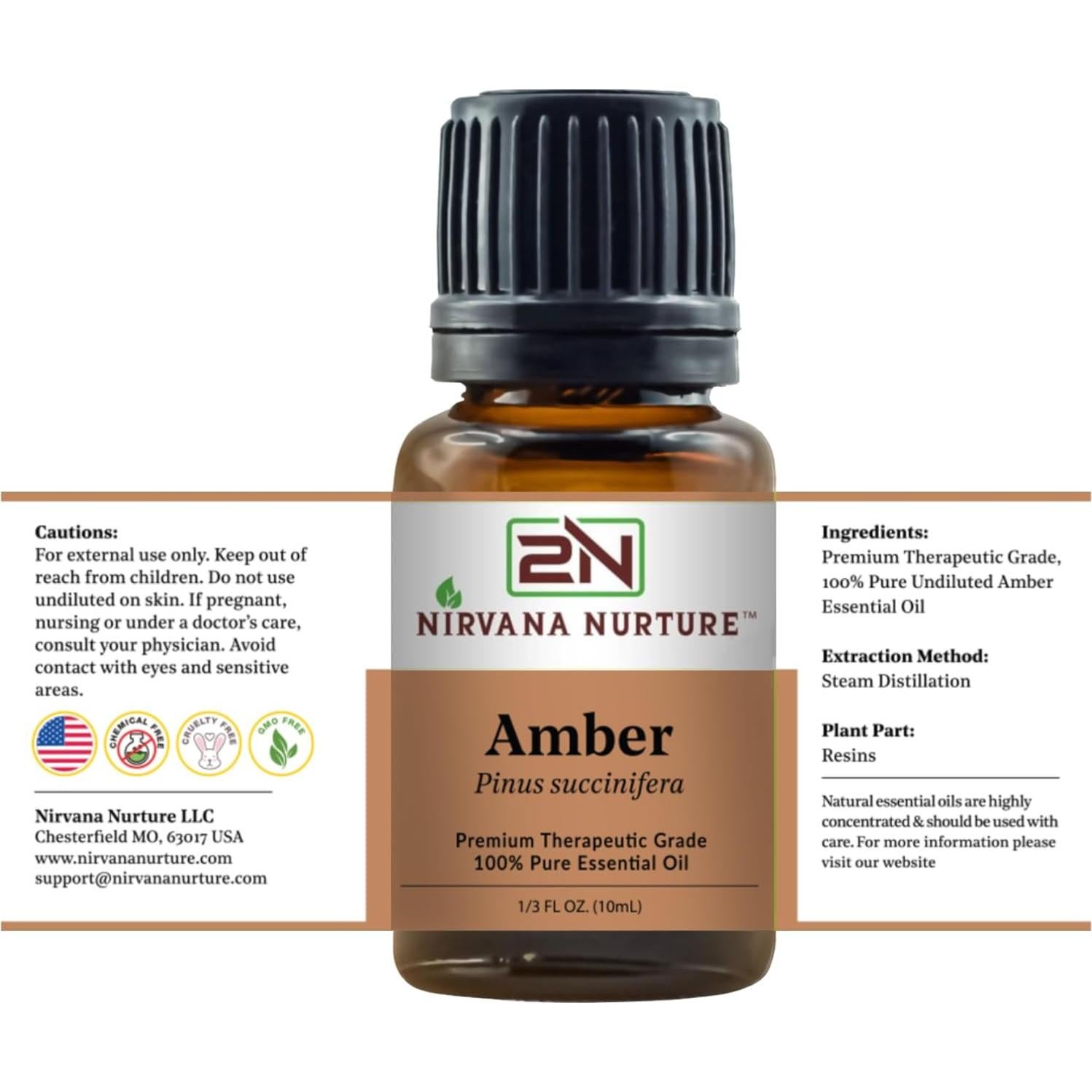 Aceite Esencial de Ámbar 10 ml Nirvana Nurture Puro Terapéutico