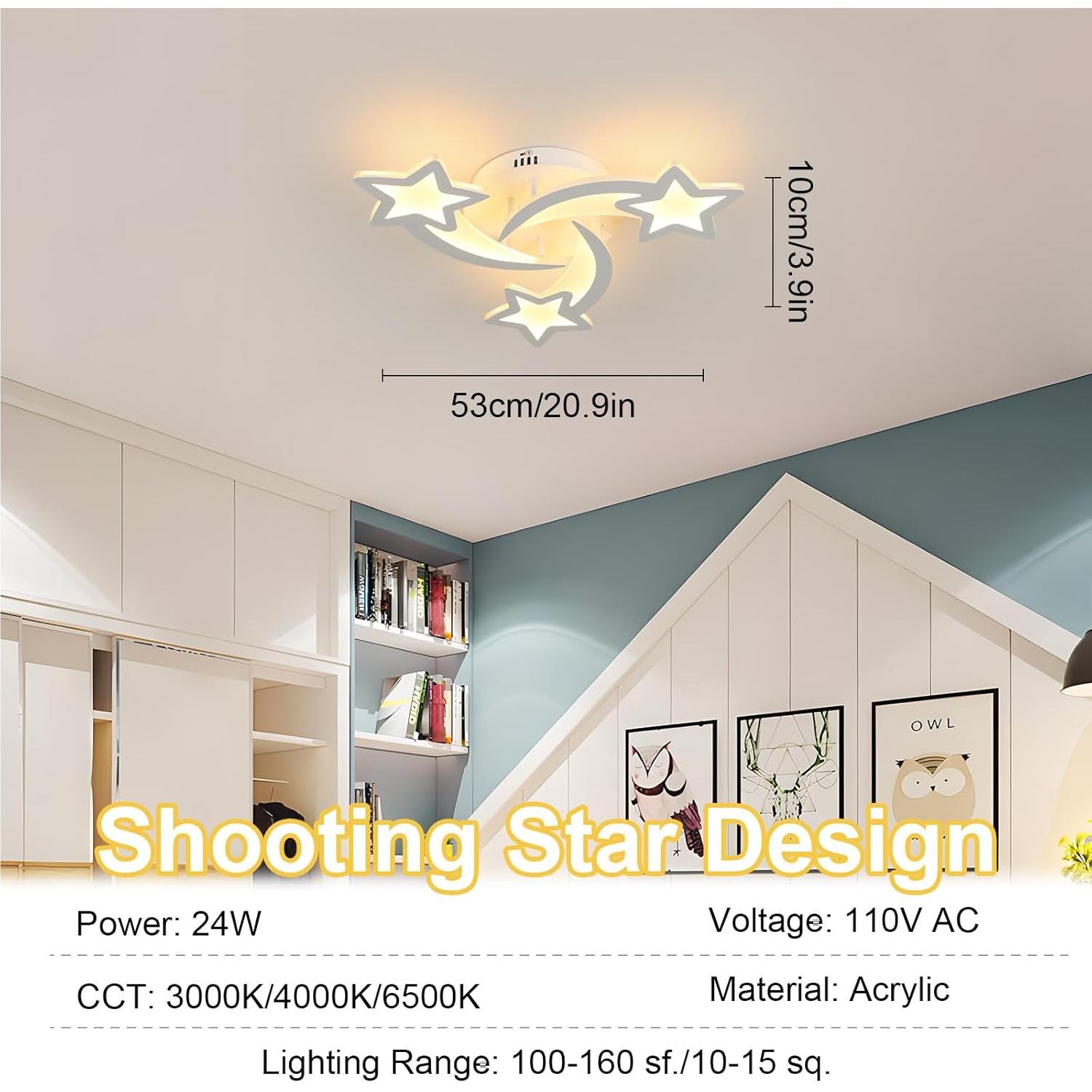 Luz de Techo LED Tealight 24W Estrella 3 Temperaturas 53x53cm