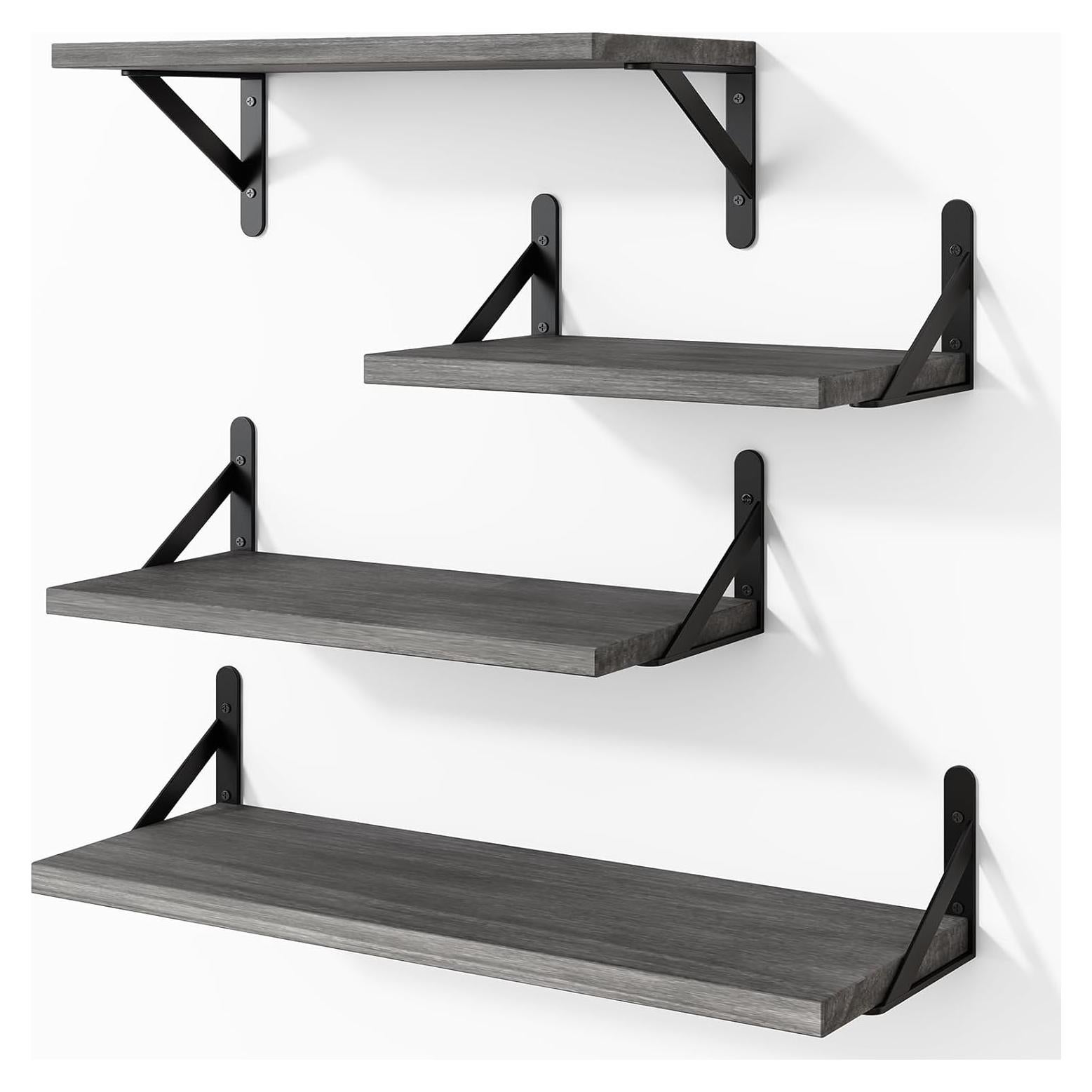 Estantes Flotantes YGEOMER Gris Envejecido - Juego de 4