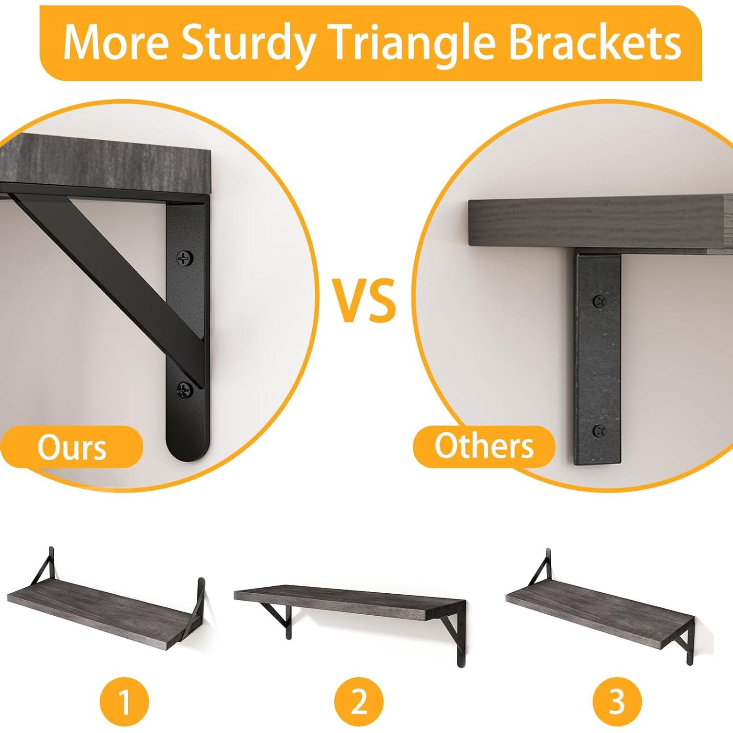 Estantes Flotantes YGEOMER Gris Envejecido - Juego de 4