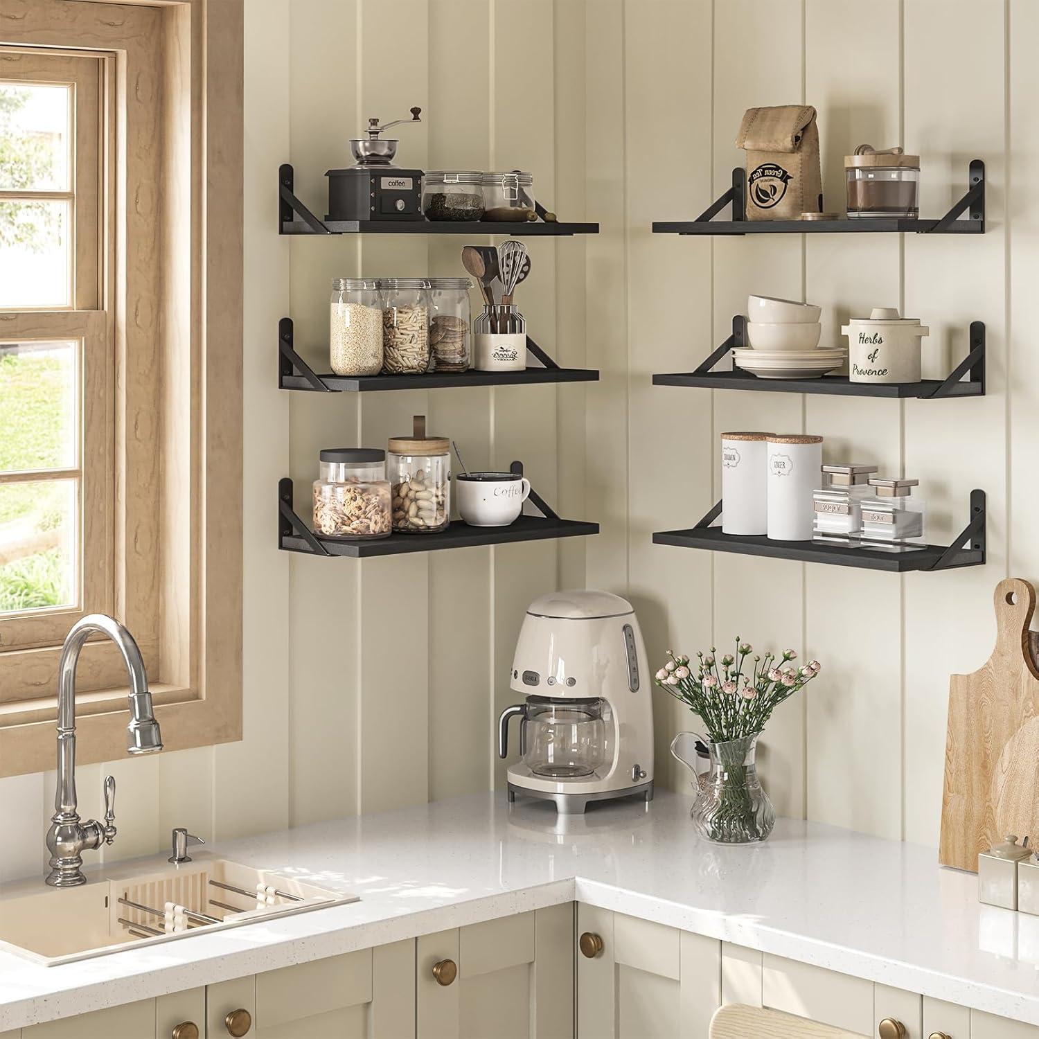 Estantes Flotantes YGEOMER 41.91 cm Juego de 6 Negros