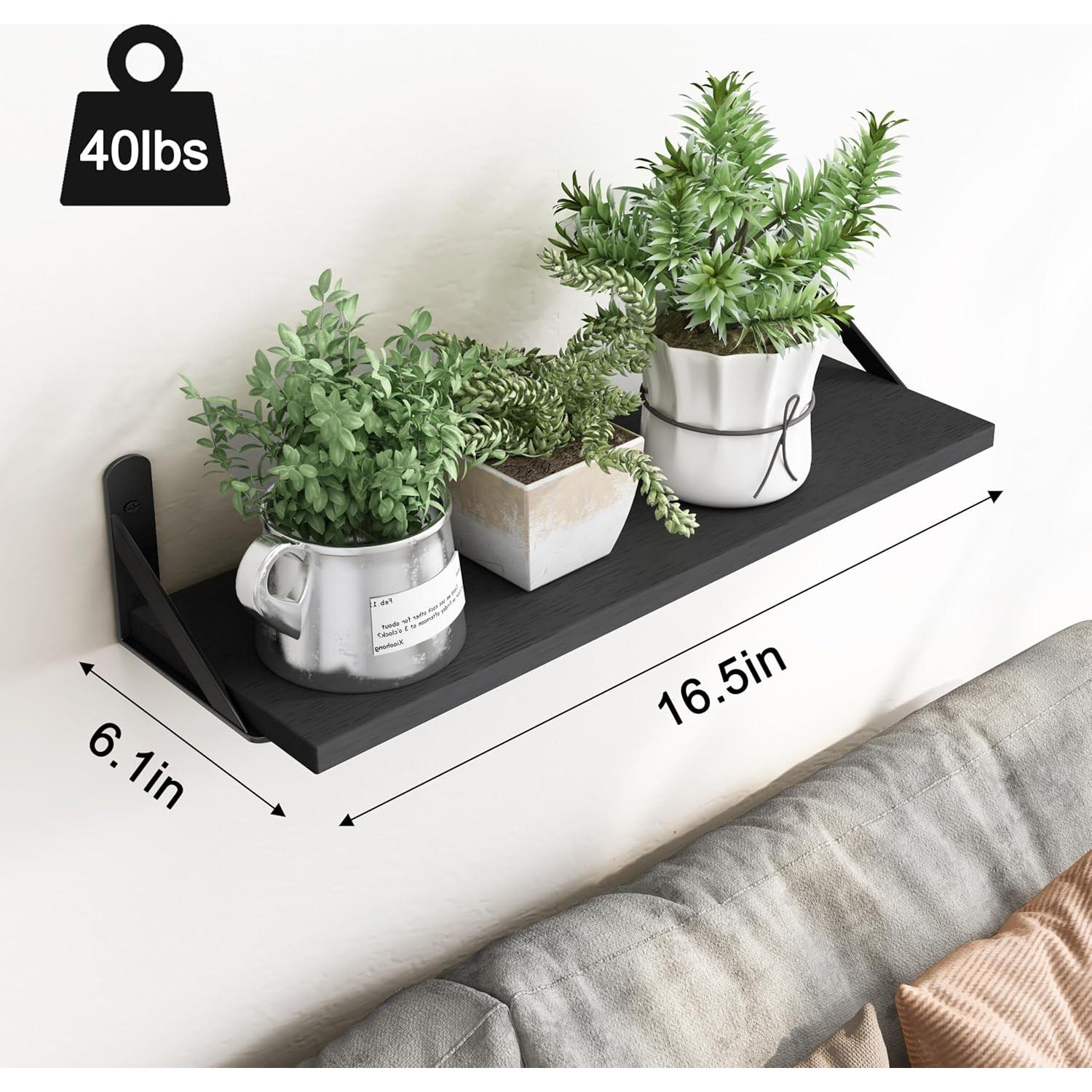 Estantes Flotantes YGEOMER 41.91 cm Juego de 6 Negros