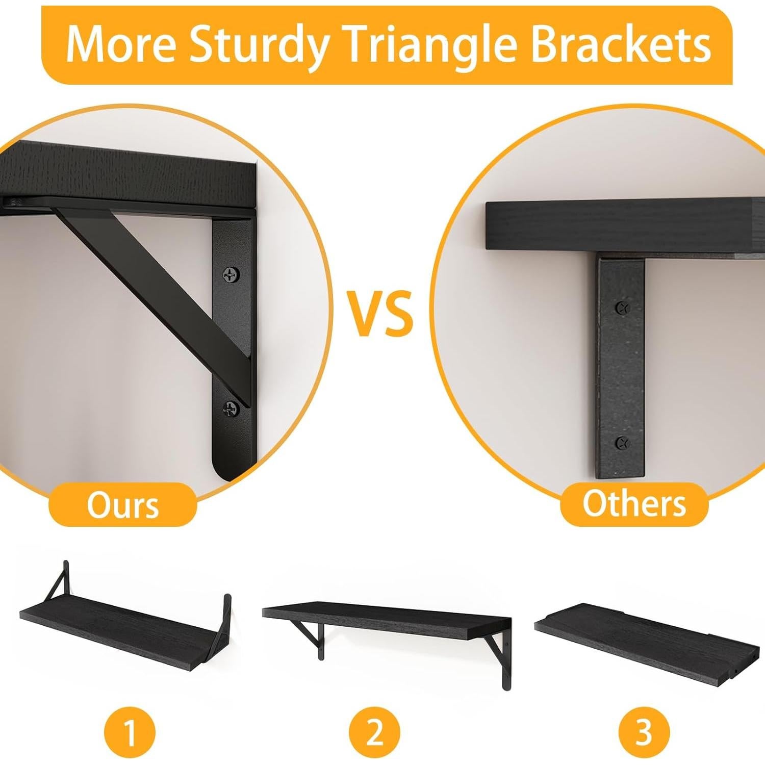 Estantes Flotantes YGEOMER 41.91 cm Juego de 6 Negros