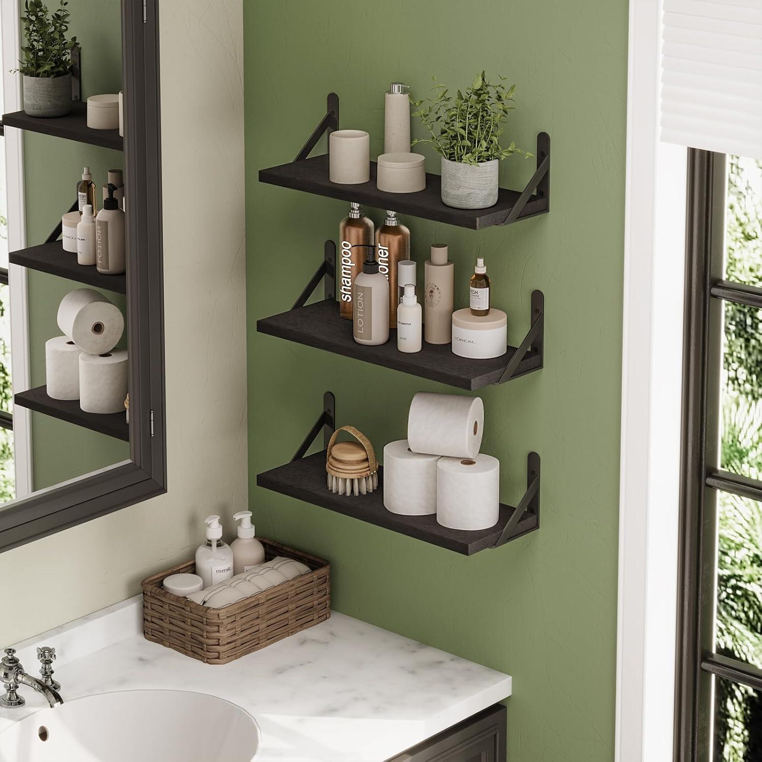 Estantes Flotantes YGEOMER 41.91 cm Juego de 6 Negros