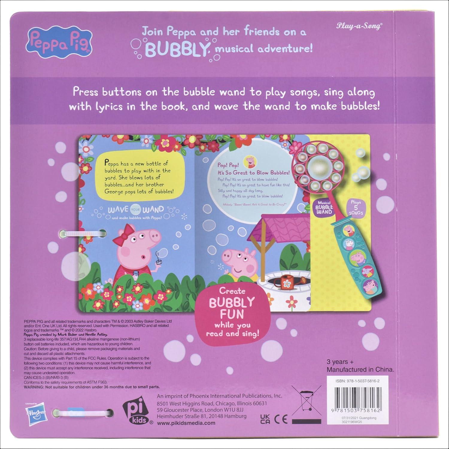 Peppa Pig - Lots of Bubbles! - Bubble Wand Songbook - Toy Bubble Wand Plays 5 Songs - PI Kids