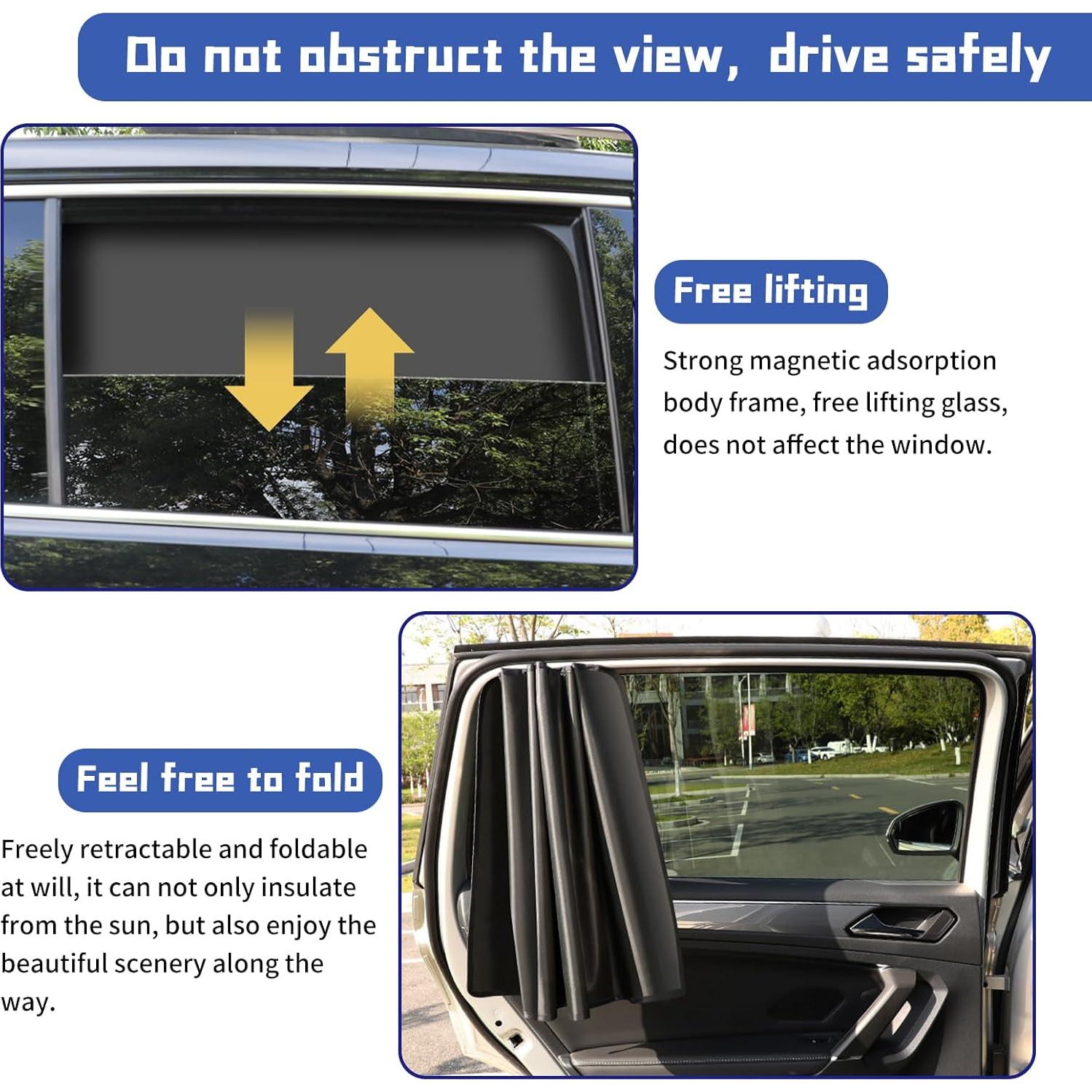 Cortinas de Sol Opacas NGHEY 4 PCS para Ventana de Coche