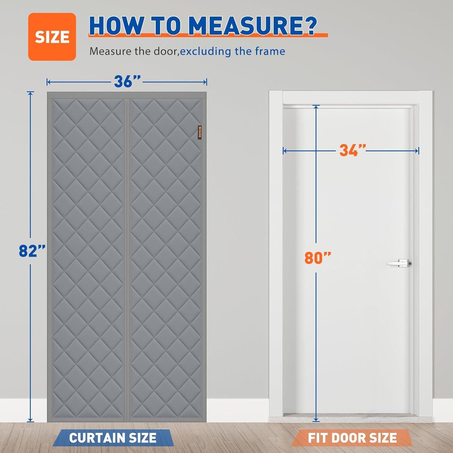 Cortina de Puerta Térmica Aislante MAGZO 76.2x195.6cm Gris