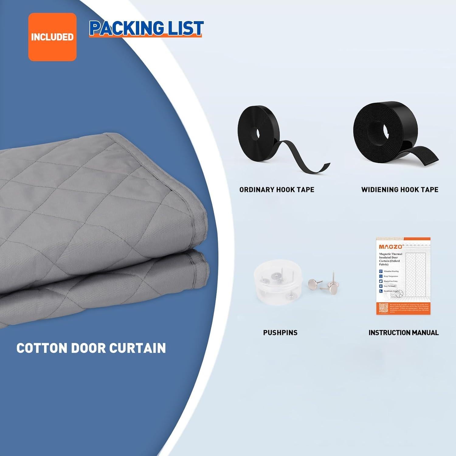 Cortina de Puerta Térmica Aislante MAGZO 76.2x195.6cm Gris