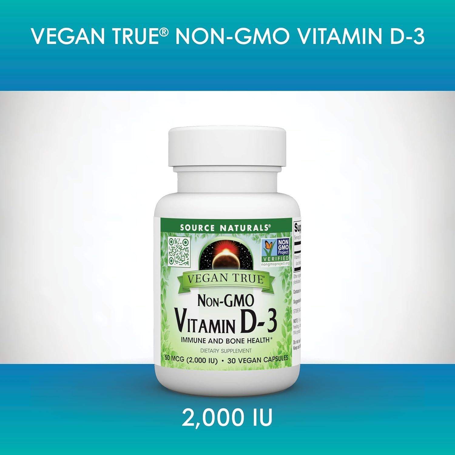 Vitamina D-3 Vegana Source Naturals 2000 UI 30 Cápsulas