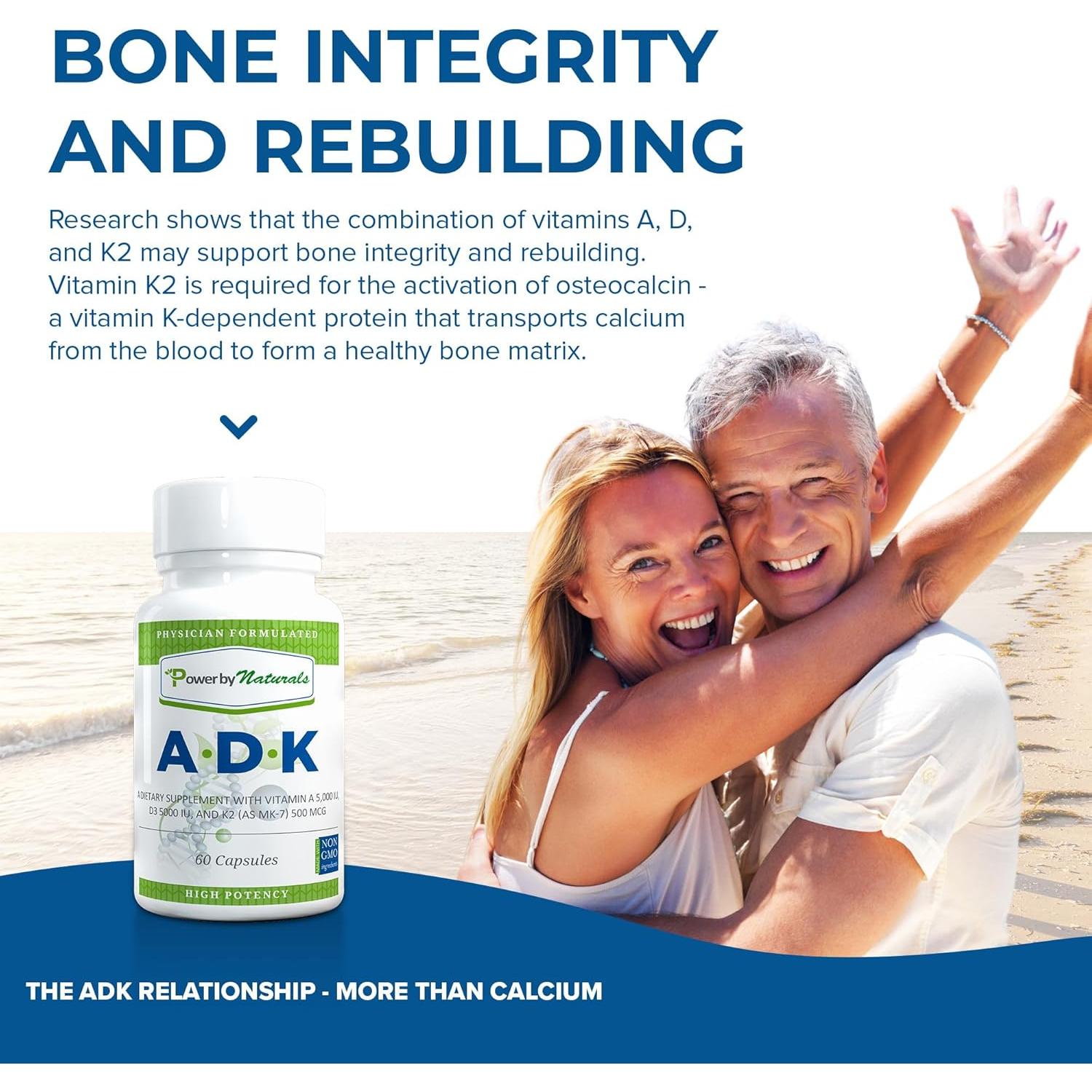 Suplemento Vitamina ADK Power By Naturals 5000 IU 60 Cápsulas