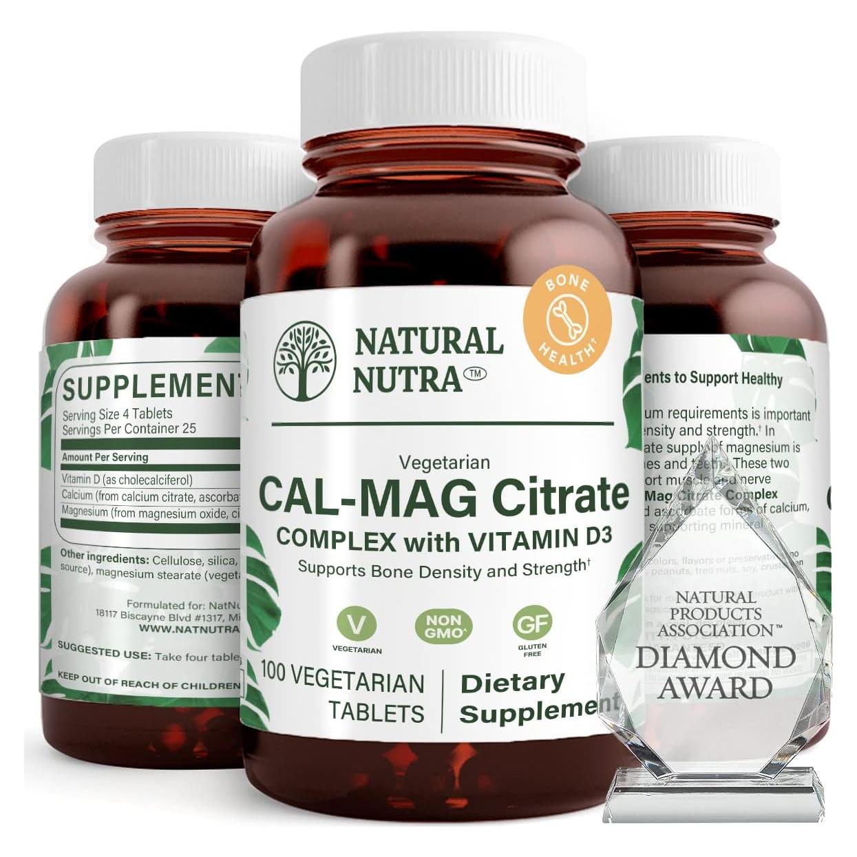 Suplemento Calcio Magnesio Natural Nutra 100 Tabletas Veganas