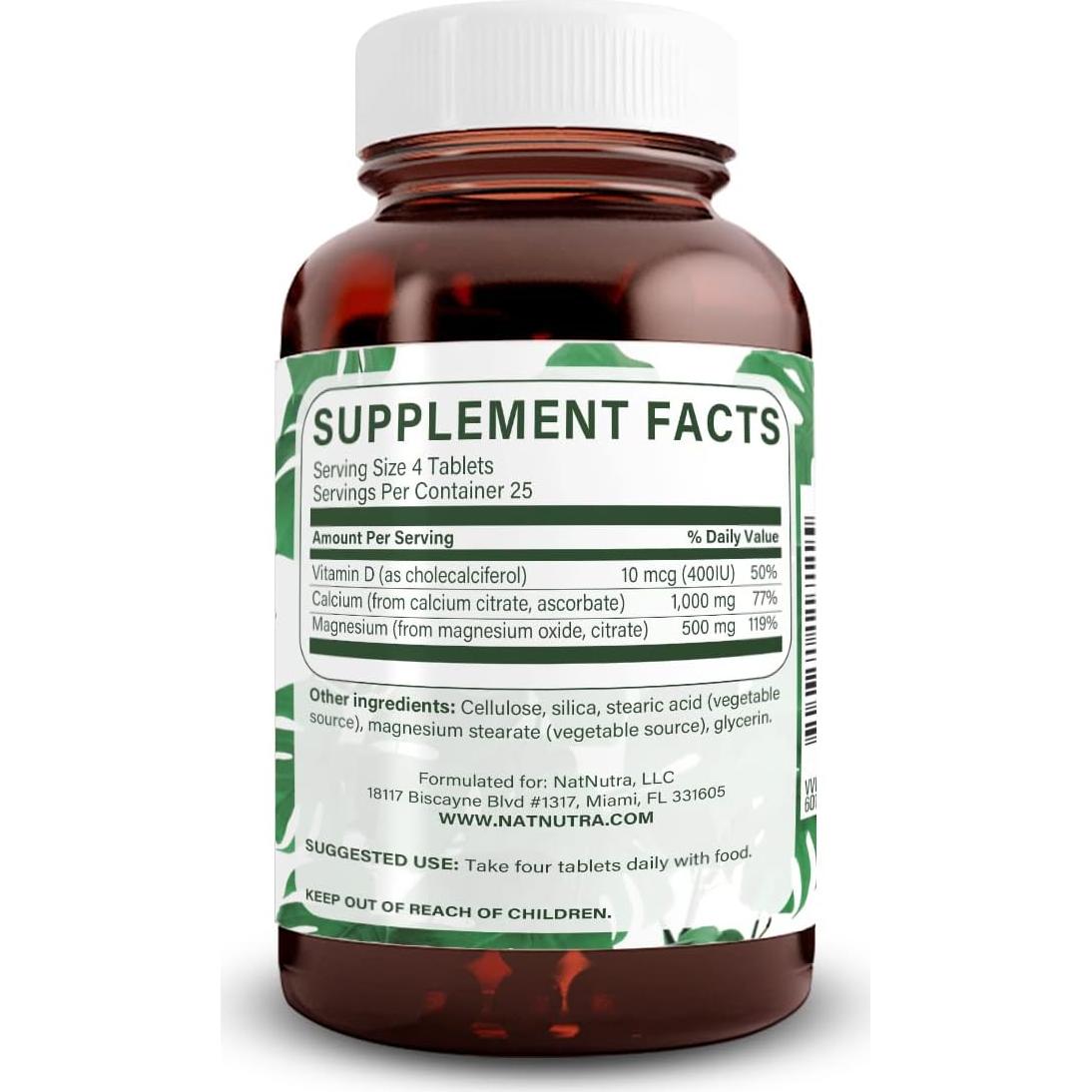 Suplemento Calcio Magnesio Natural Nutra 100 Tabletas Veganas