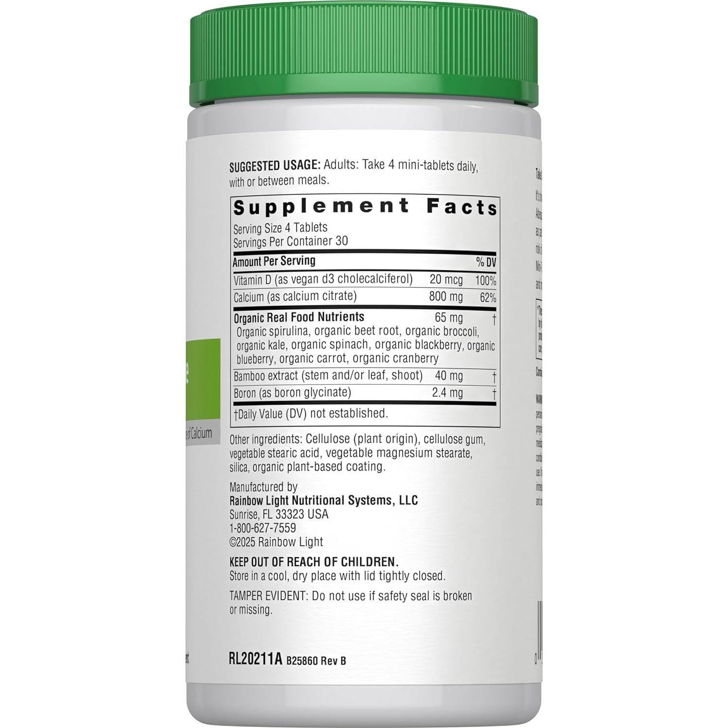 Tabletas Mini de Citrato de Calcio Rainbow Light 120 Conteos