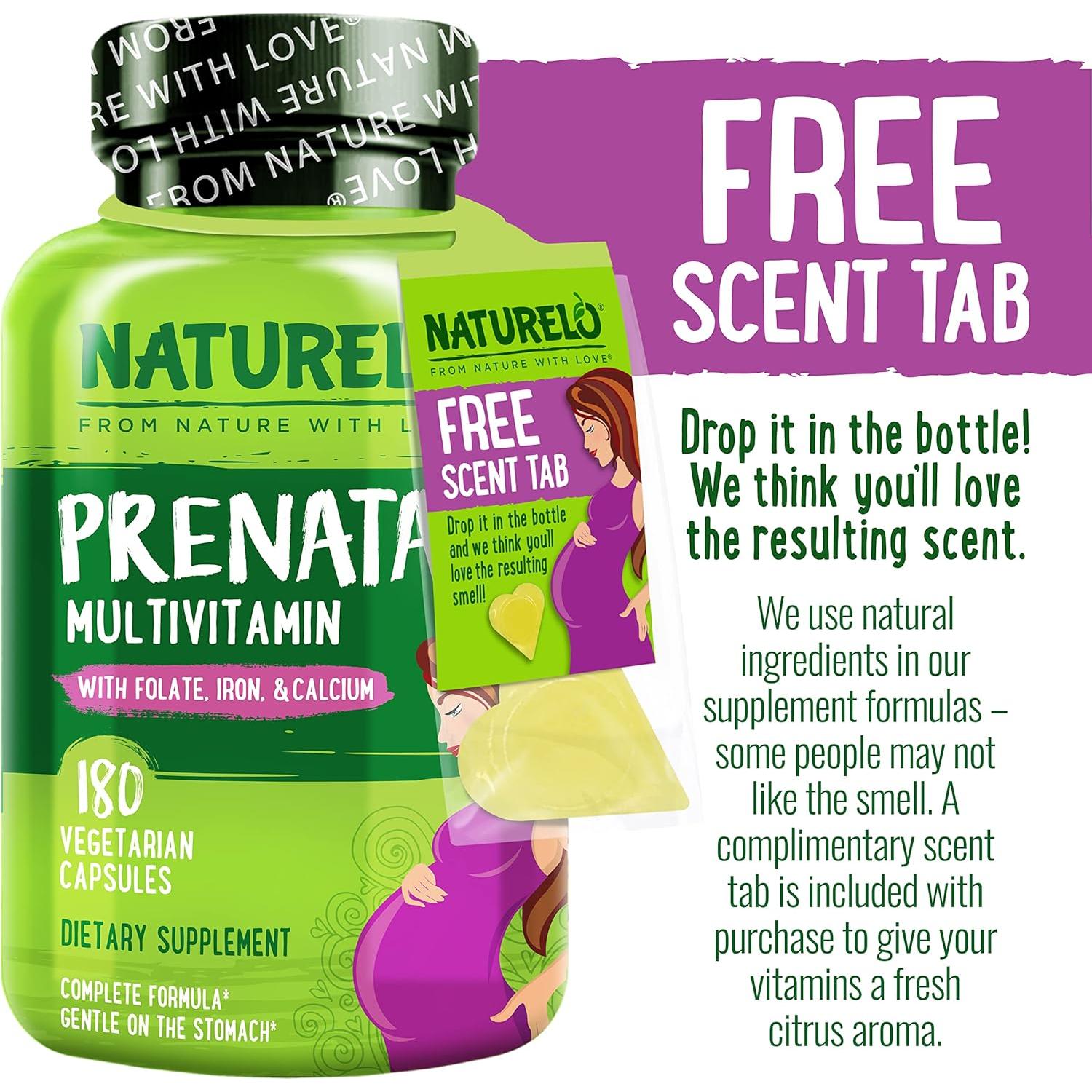 Multivitamina Prenatal NATURELO 180 Cápsulas Veganas con Hierro