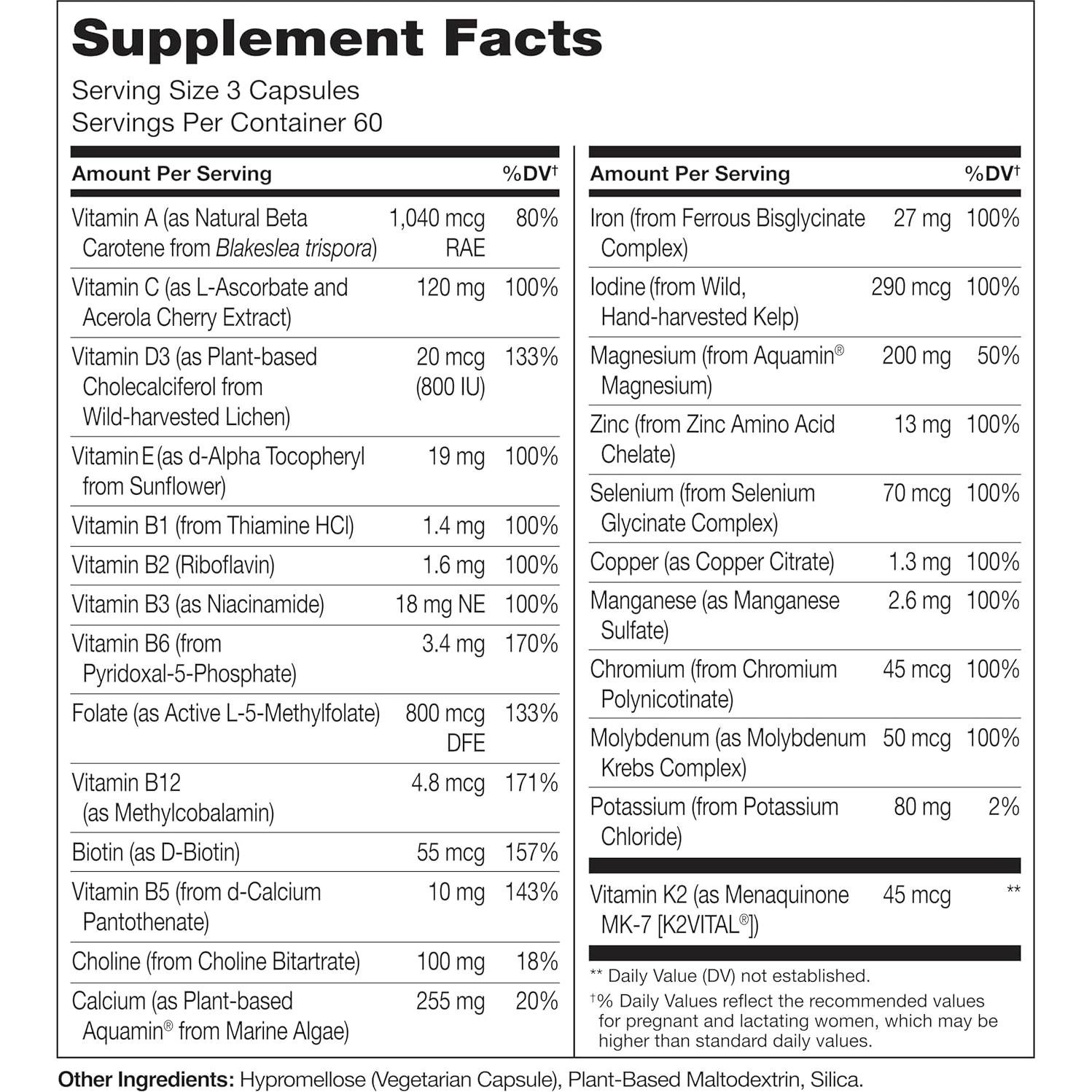 Multivitamina Prenatal NATURELO 180 Cápsulas Veganas con Hierro