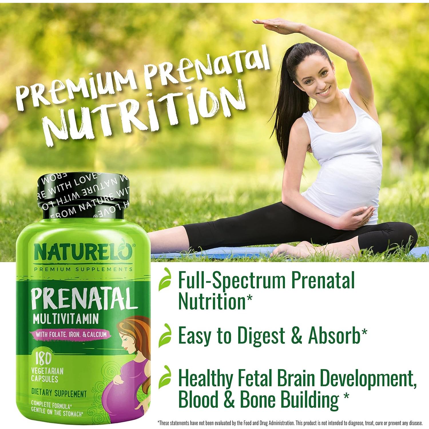 Multivitamina Prenatal NATURELO 180 Cápsulas Veganas con Hierro