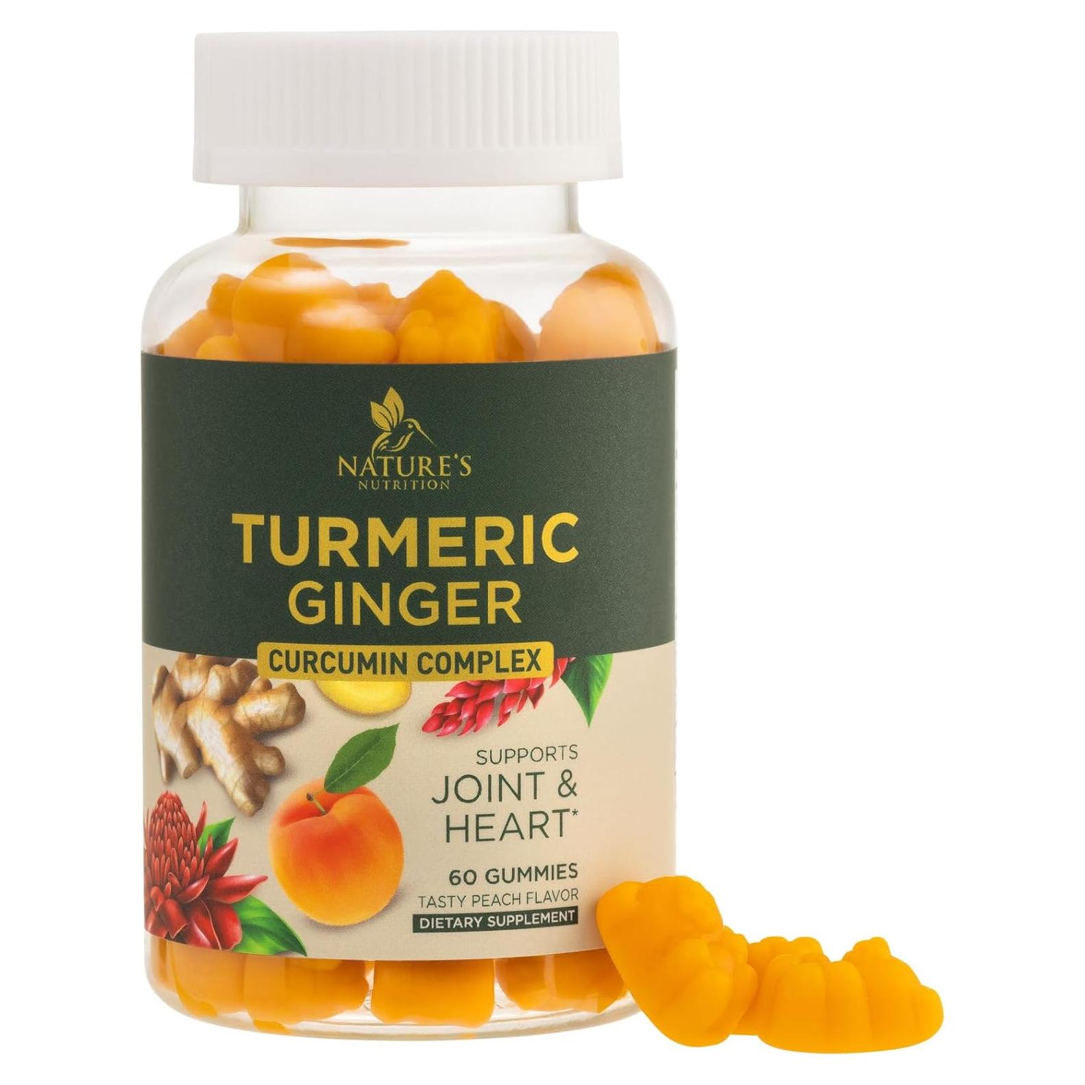 Gomas de Cúrcuma y Jengibre Nature's Nutrition - 60 Unidades