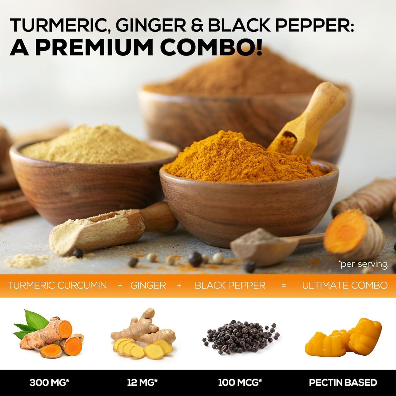 Gomas de Cúrcuma y Jengibre Nature's Nutrition - 60 Unidades