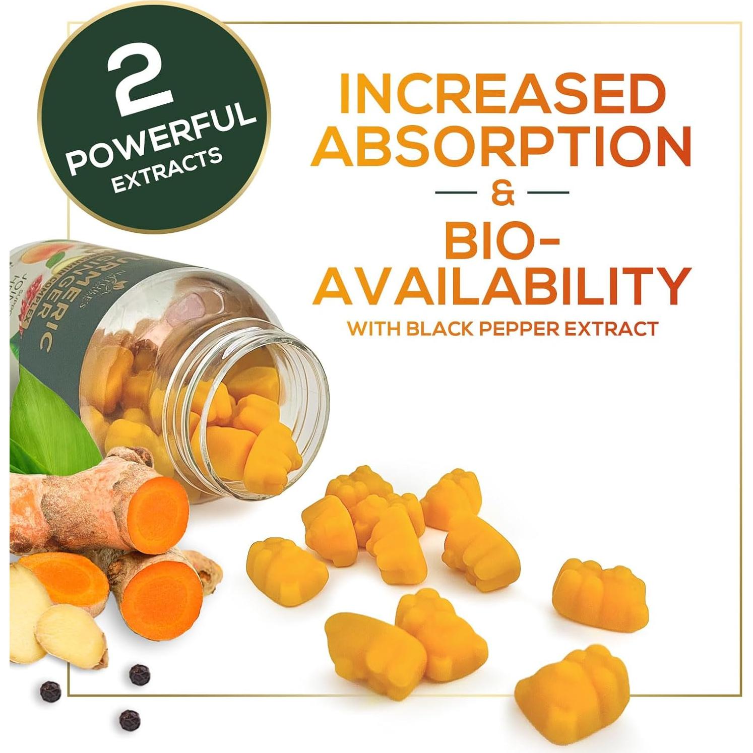 Gomas de Cúrcuma y Jengibre Nature's Nutrition - 60 Unidades